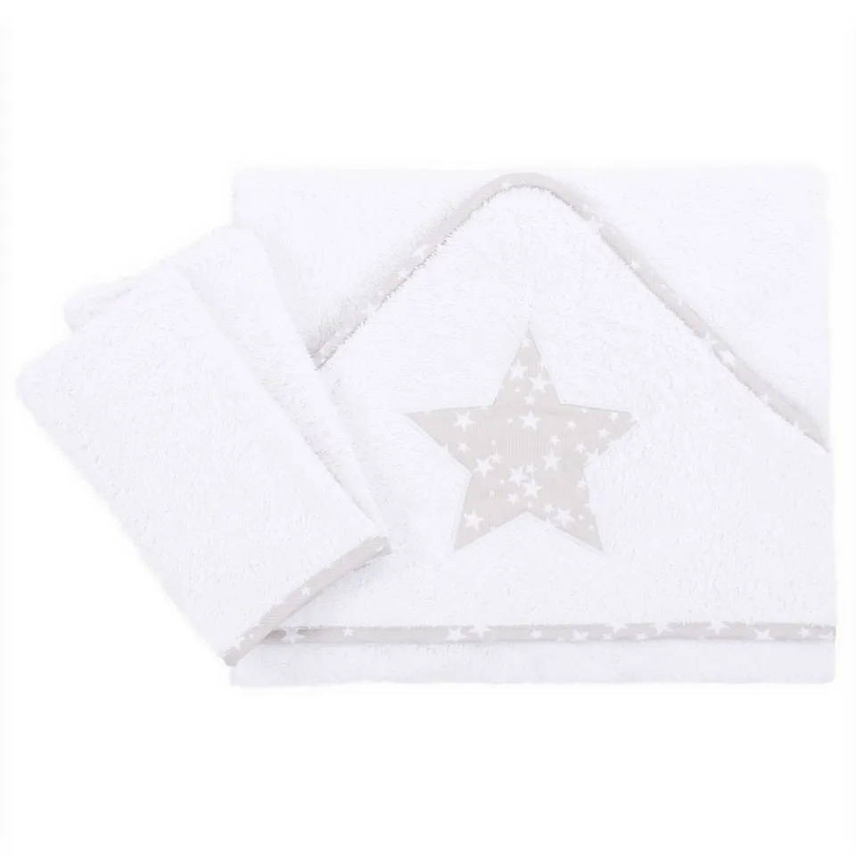 babybay-kapuzenhandtuch-100-x-100-cm-inkl-zwei-waschlappen-wei-mit-stern-applika image 1