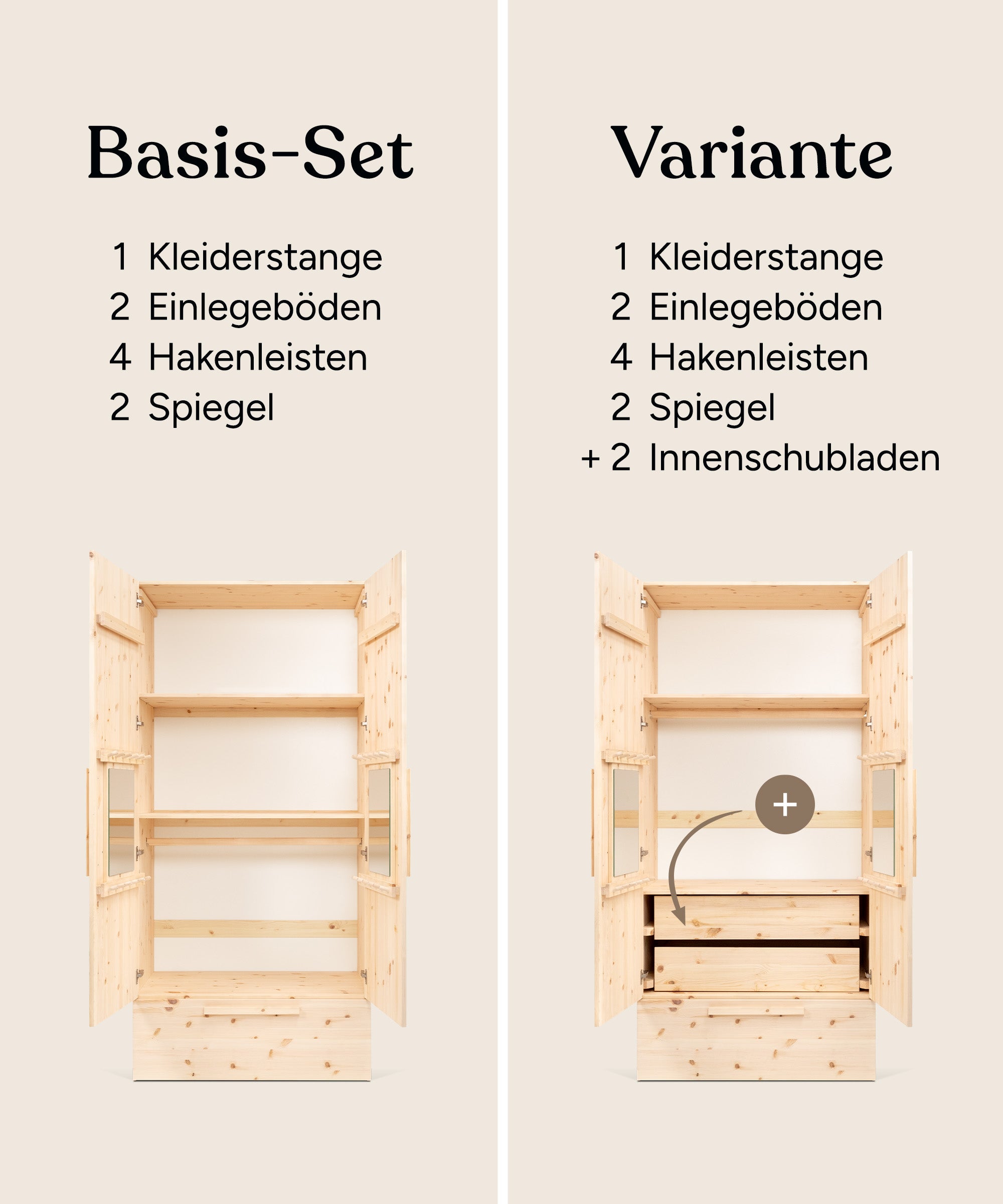 ehrenkind-kleiderschrank-linia-mit-rollschublade-fsc-kiefer-natur-100-cm-2-t-rig image 2