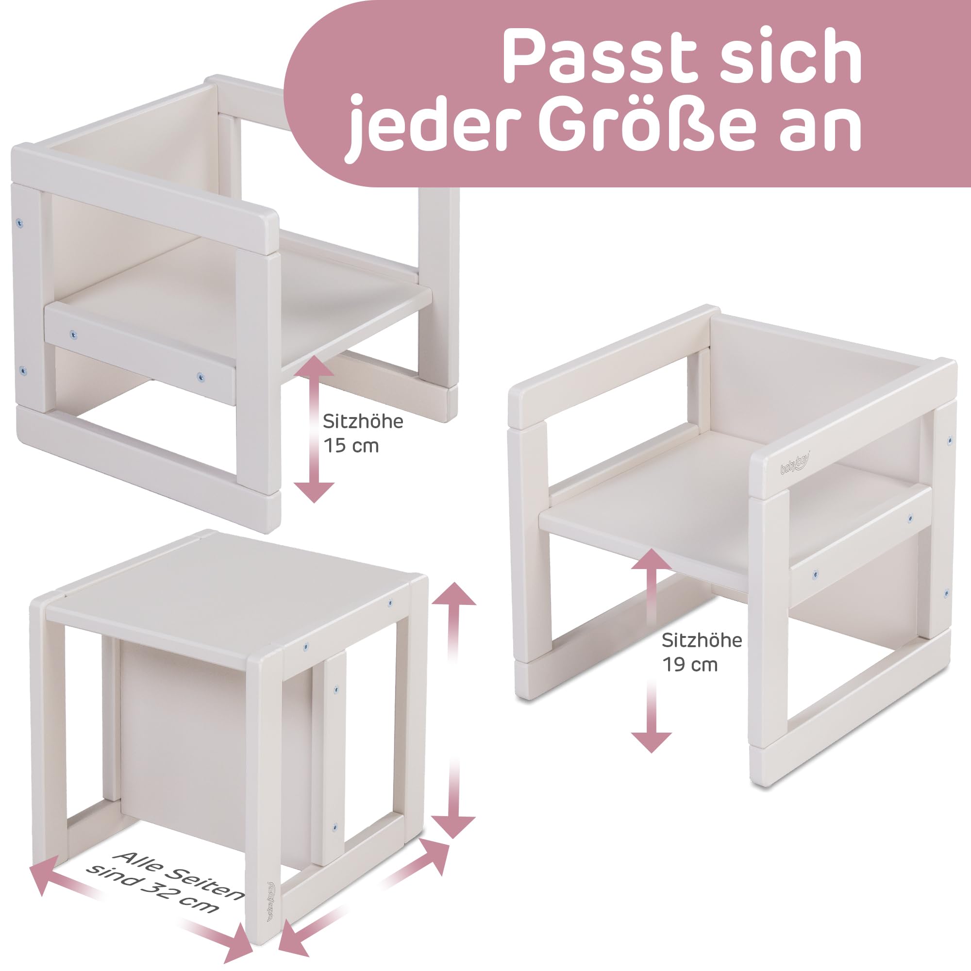 babybay-sitzhocker-littlefoot-3-in-1-kinderstuhl-tisch-aus-massivbuche-3-sitzh-h image 5