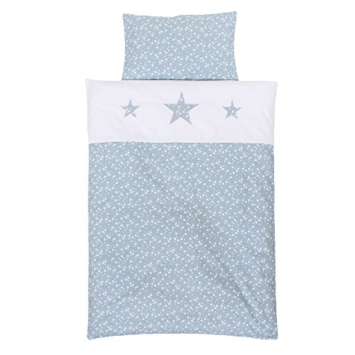 babybay-kinderbettw-sche-piqu-azurblau-sterne-2-teiliges-set-100x135-cm-40x60-cm image 5