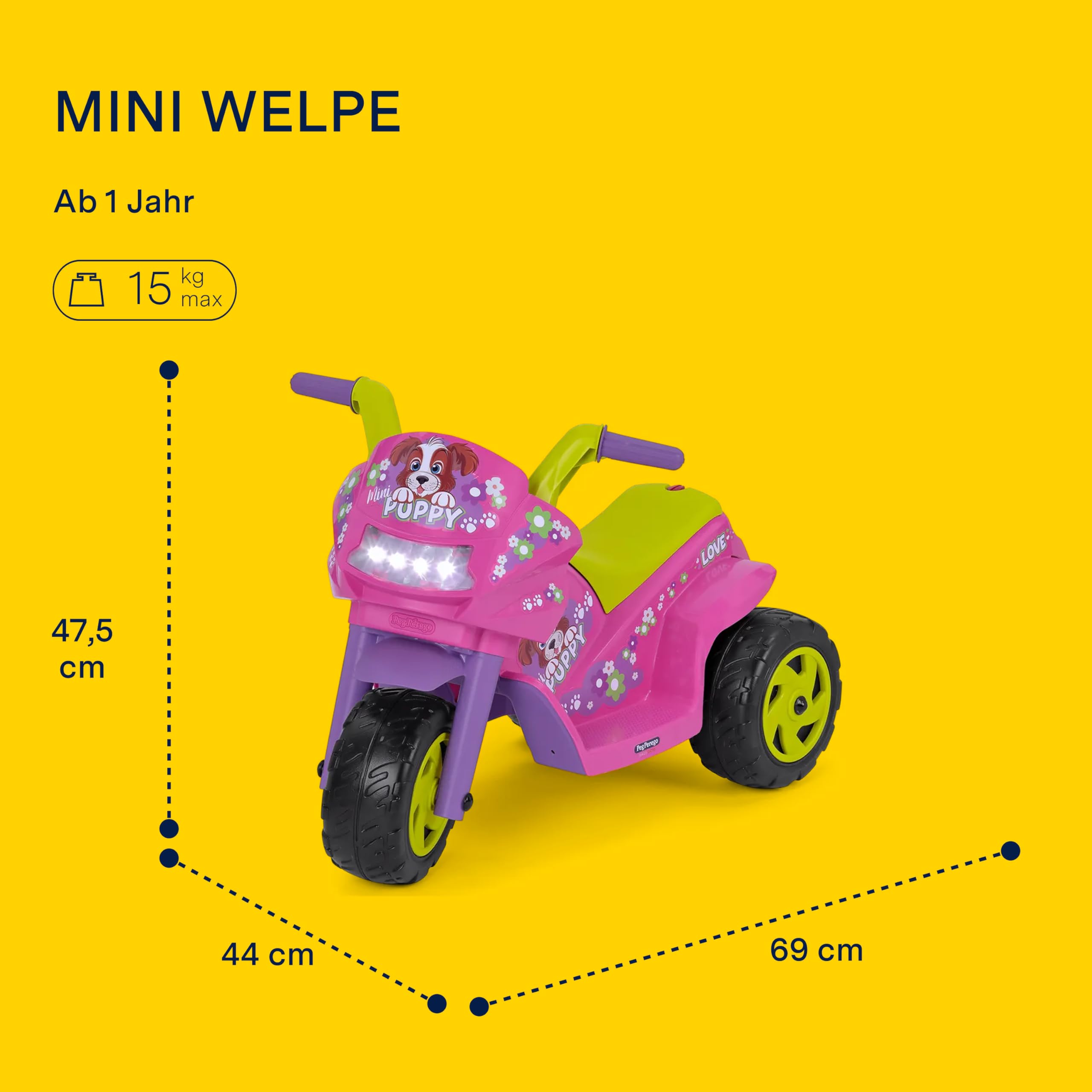 peg-perego-mini-puppy-elektromotorrad-ab-1-jahr-6v-akku-led-scheinwerfer-hupe-mu image 2