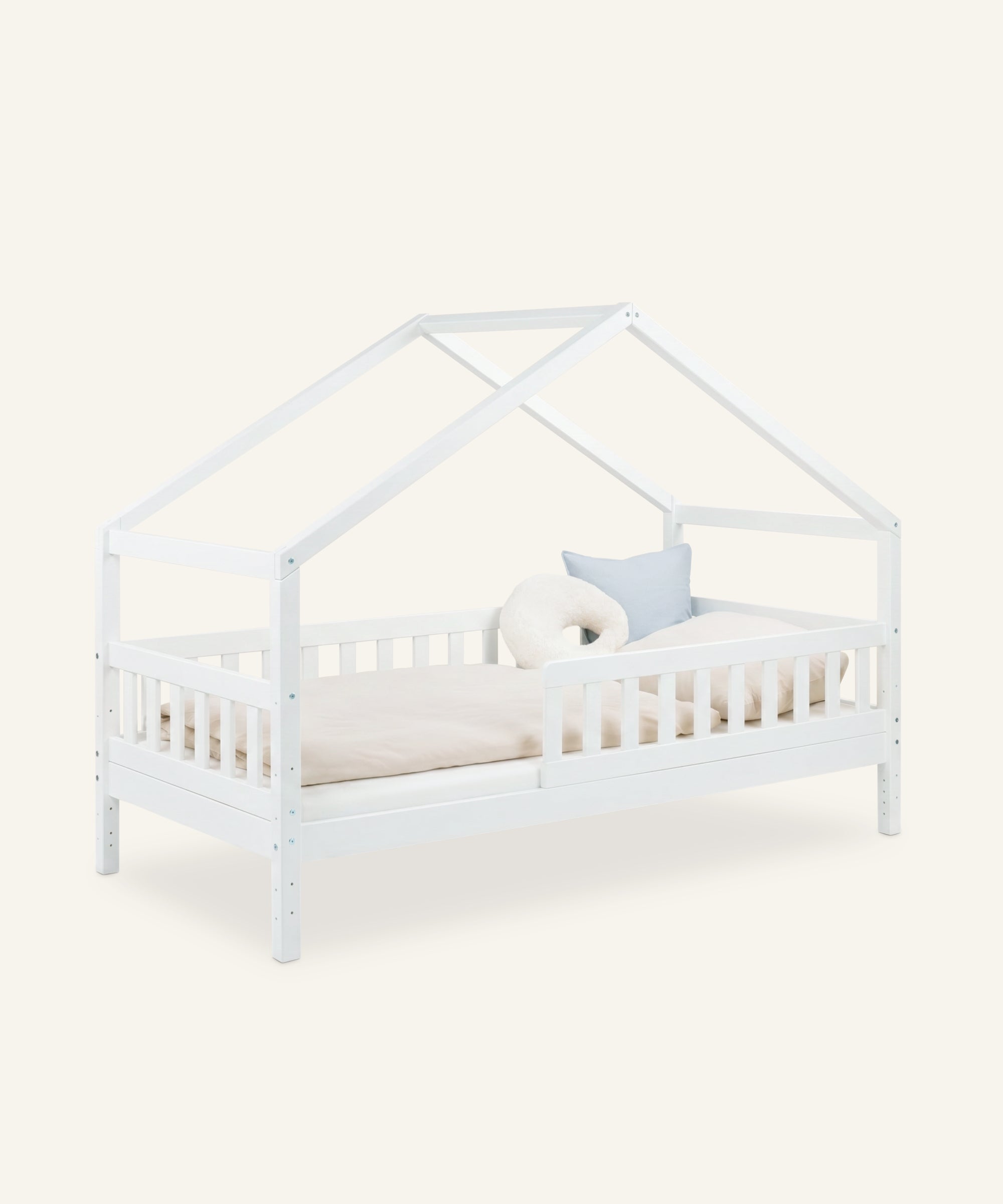 ehrenkind-panorama-hausbett-lille-kiefer-wei-2-in-1-bodenbett-mit-dachgiebel image 1