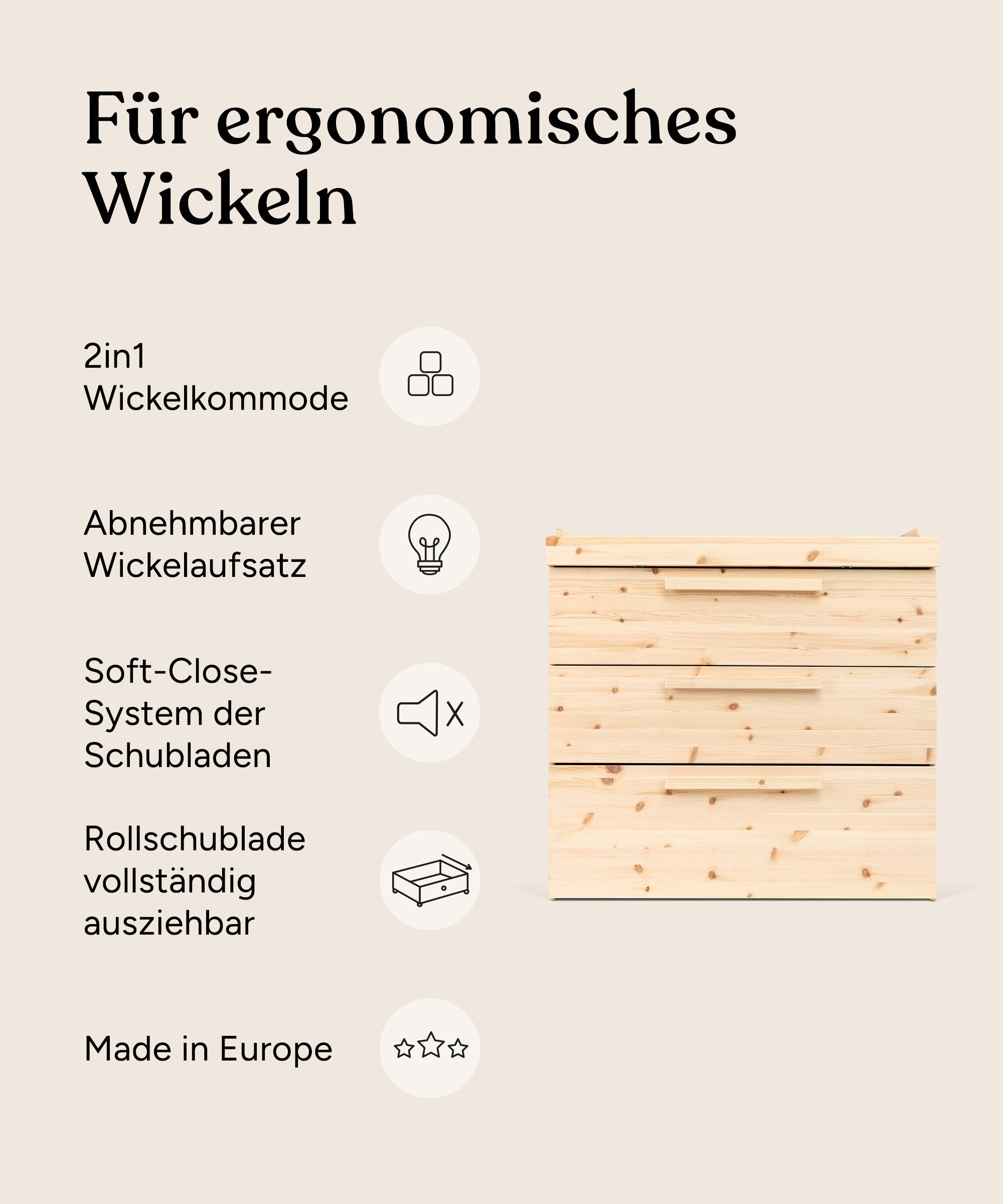 ehrenkind-wickelkommode-linia-mit-rollschublade-kiefer-natur-2in1 image 3