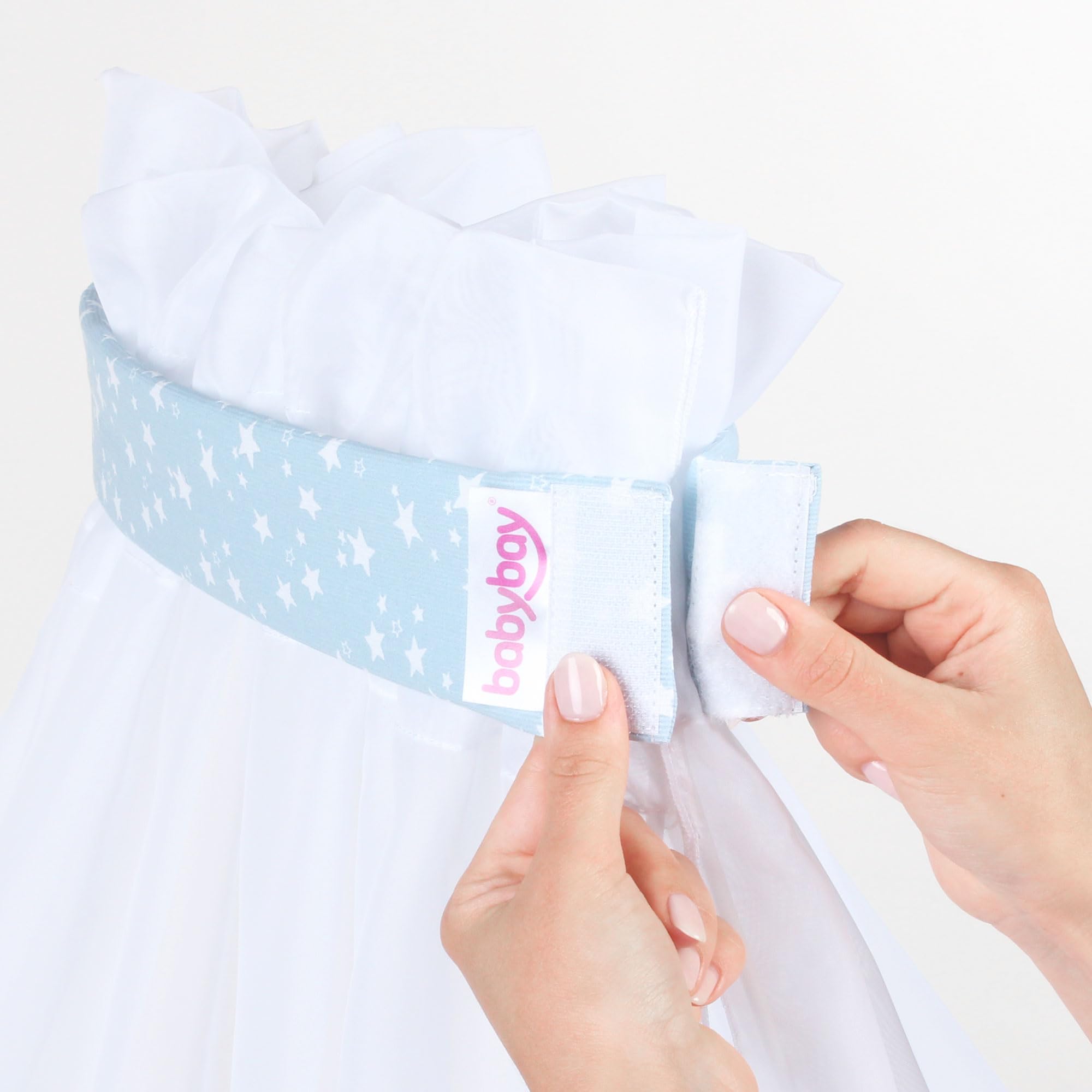 babybay-moskitoschutz-und-himmel-piqu-mit-band-azurblau-sterne-wei-f-r-alle-mode image 4