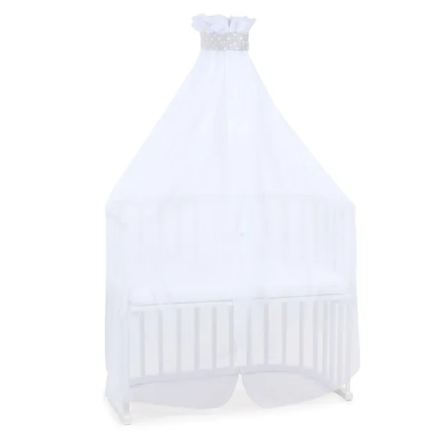 babybay-moskitoschutz-und-himmel-piqu-mit-band-perlgrau-sterne-wei-passend-f-r-a image 1