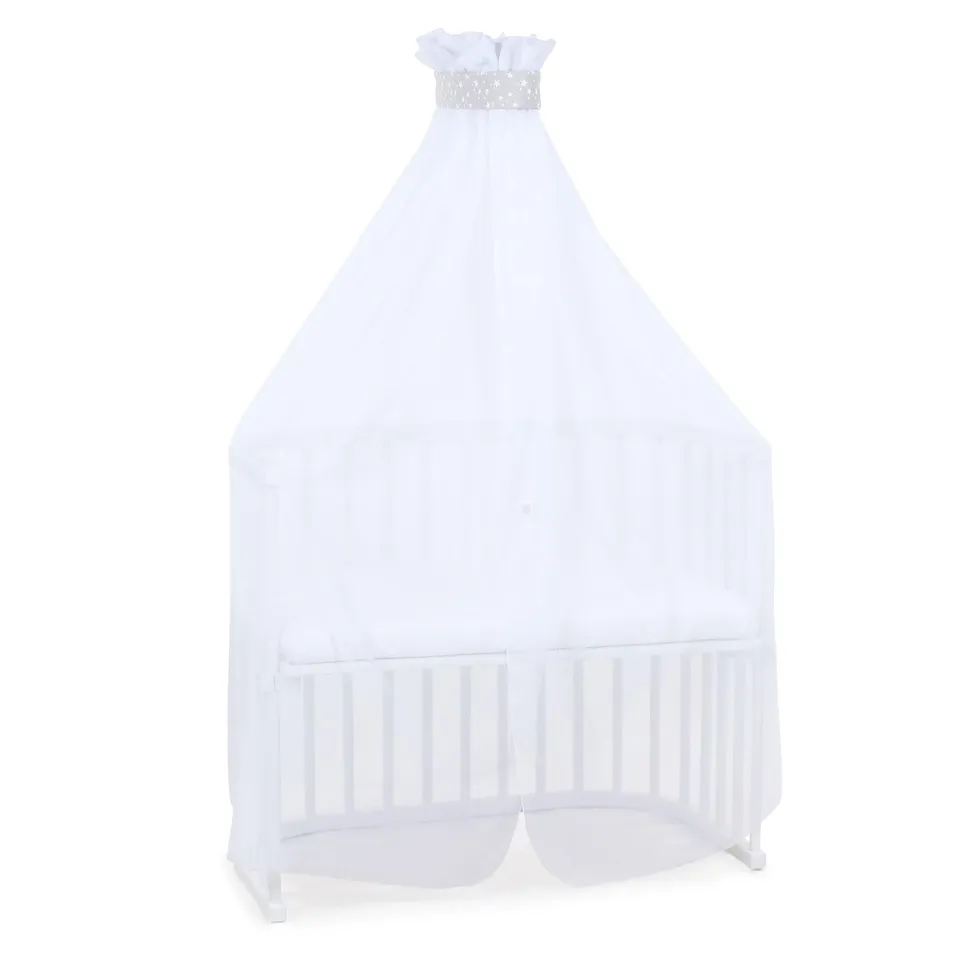 babybay-moskitoschutz-und-himmel-piqu-mit-band-perlgrau-sterne-wei-passend-f-r-a image 1