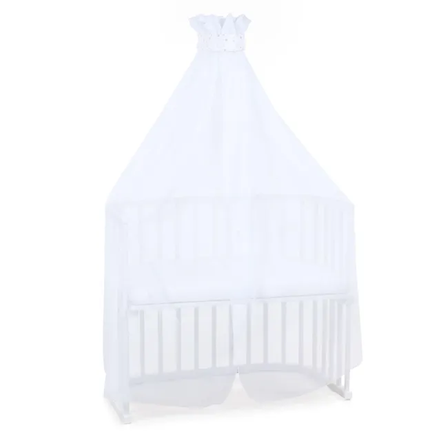 babybay-moskitoschutz-und-himmel-piqu-mit-band-wei-sternemix-sand-beere-passend- image 1