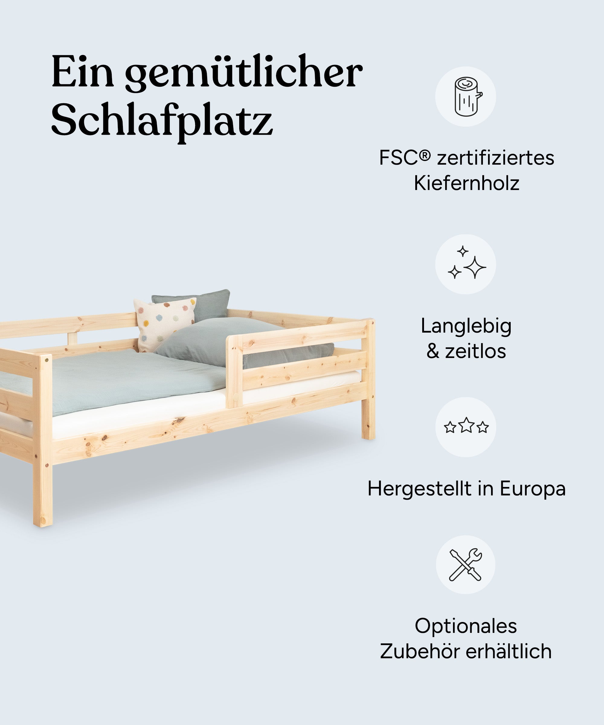 ehrenkind-kinderbett-sona-fsc-kiefernholz-natur-mit-abnehmbarem-rausfallschutz image 2