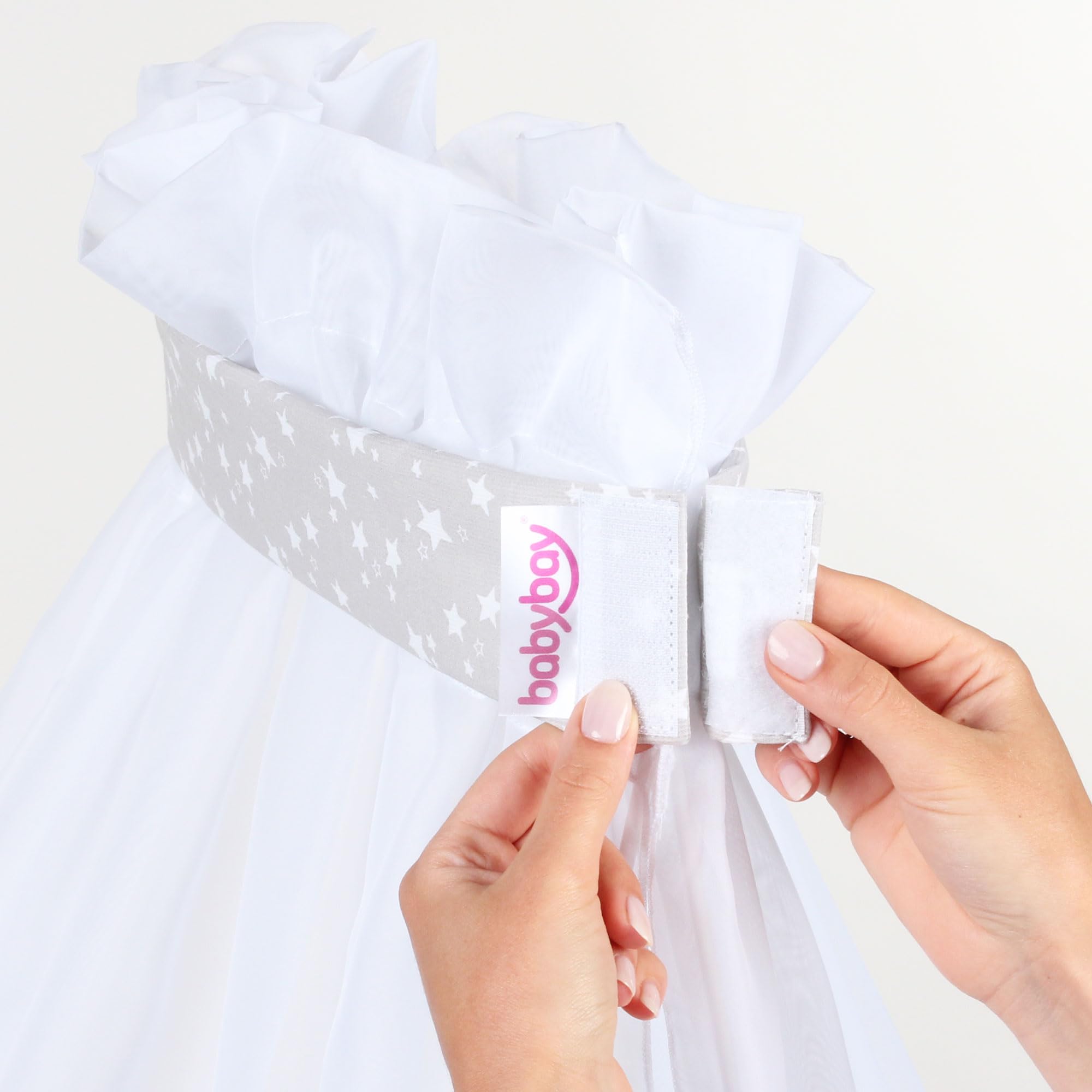 babybay-himmel-piqu-mit-band-f-r-alle-modelle-bis-96-cm-l-nge-perlgrau-sterne-we image 4