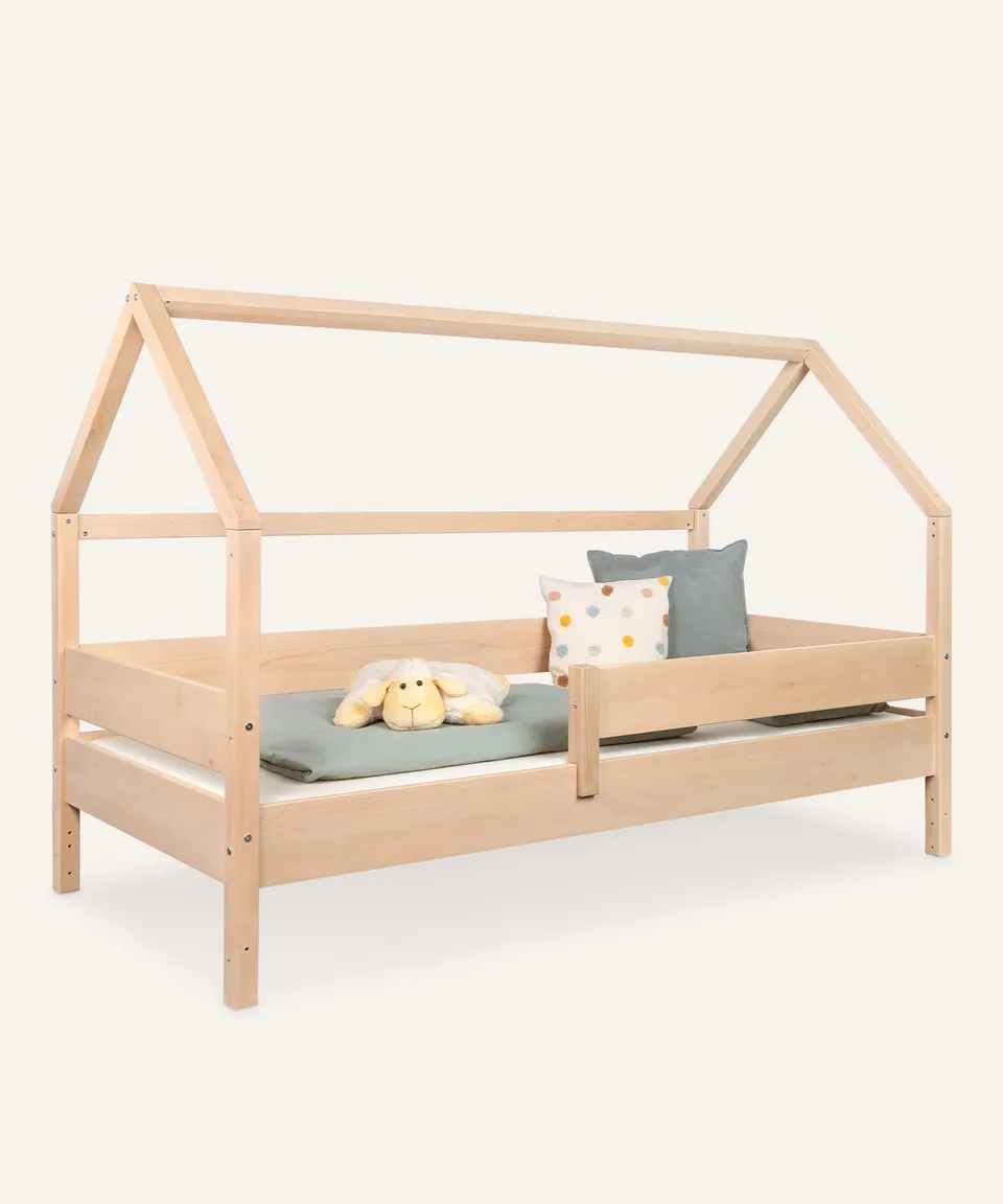 ehrenkind-hausbett-nova-2-in-1-montessori-bett-buche-natur-90x200-cm-optional-mi image 1