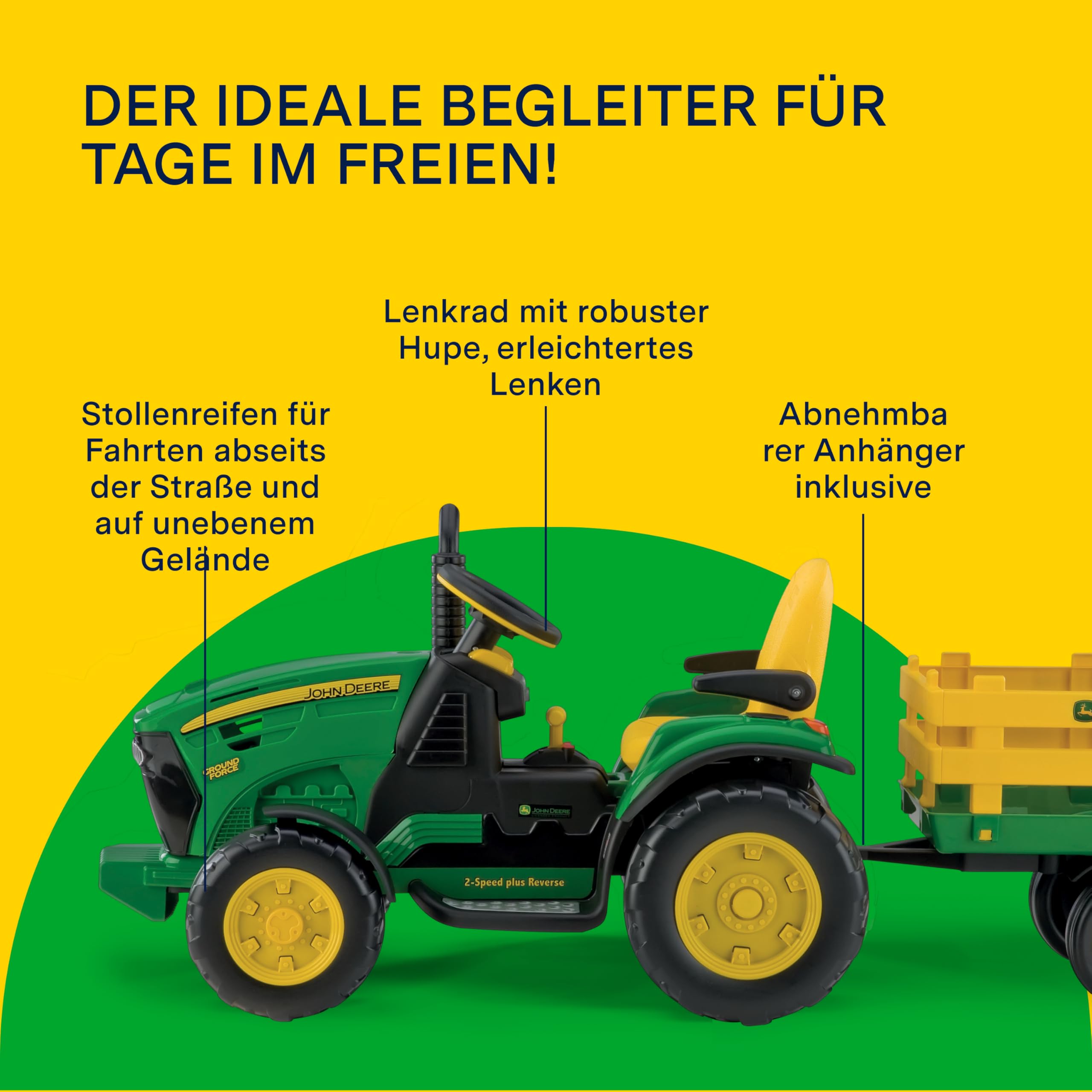 peg-perego-john-deere-ground-force-12v-elektro-traktor-mit-anh-nger-gr-n-gelb image 5