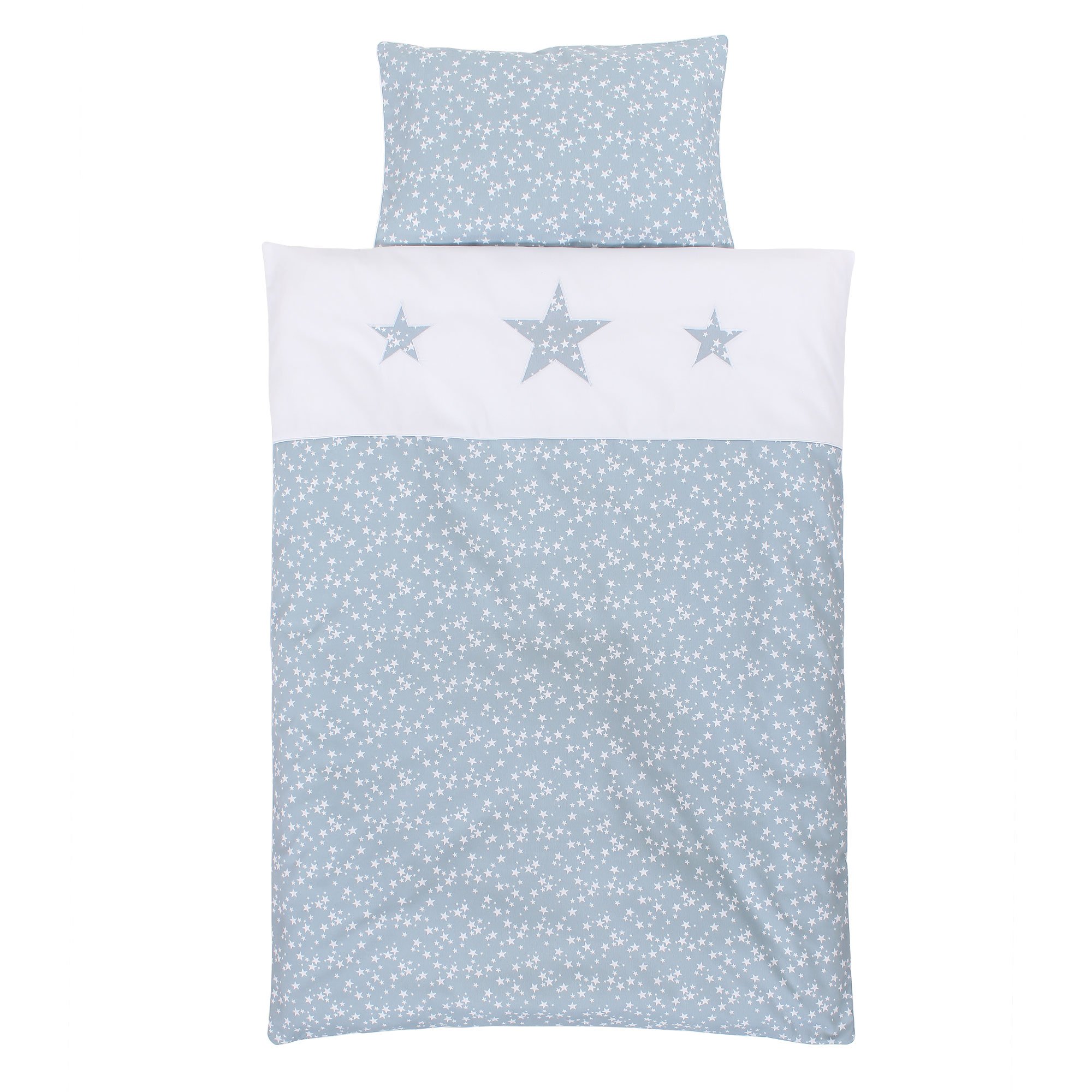 babybay-kinderbettw-sche-piqu-azurblau-sterne-2-teiliges-set-100x135-cm-40x60-cm image 1