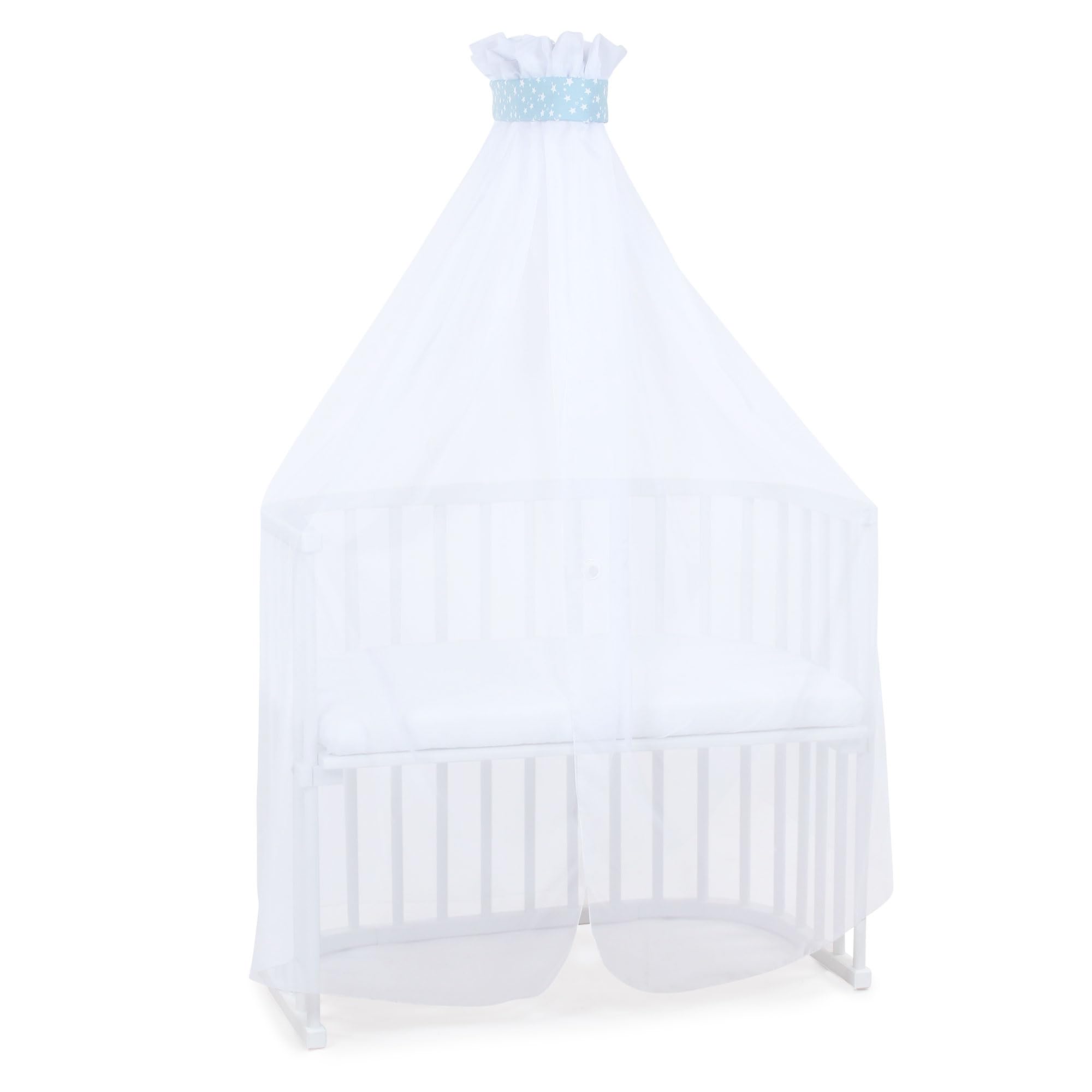 babybay-moskitoschutz-und-himmel-piqu-mit-band-azurblau-sterne-wei-f-r-alle-mode image 1