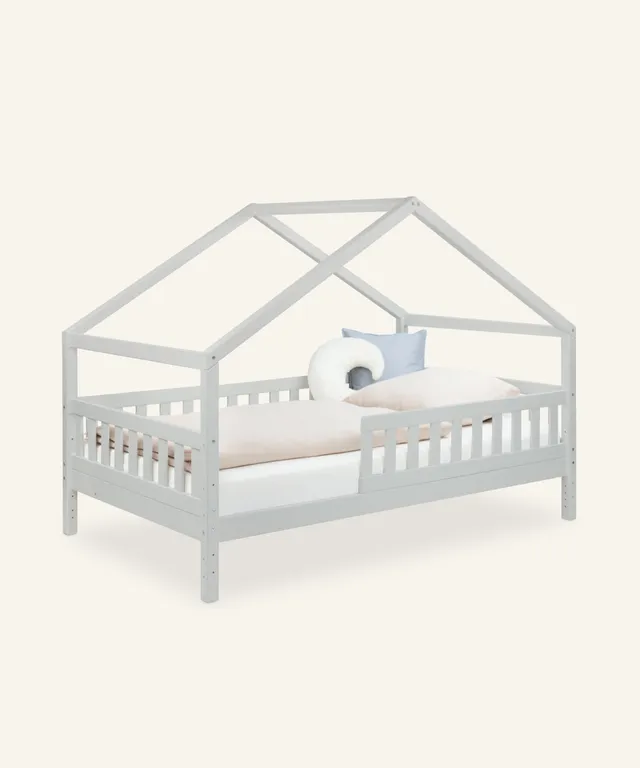 ehrenkind-panorama-hausbett-lille-kiefer-hellgrau-2-in-1-bett-montessori-inspiri image 1