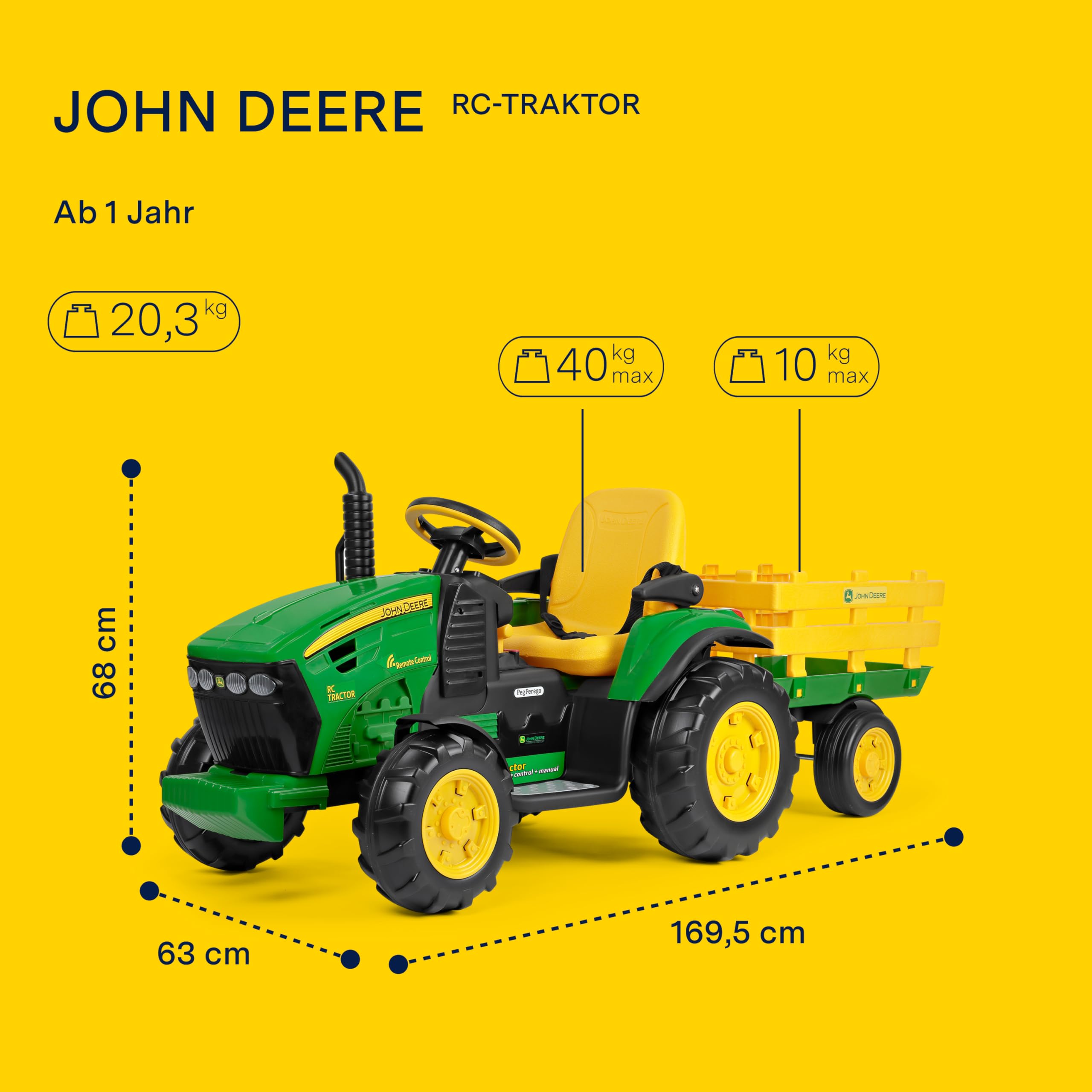peg-perego-john-deere-rc-traktor-elektrischer-aufsitz-traktor-mit-fernsteuerung- image 2