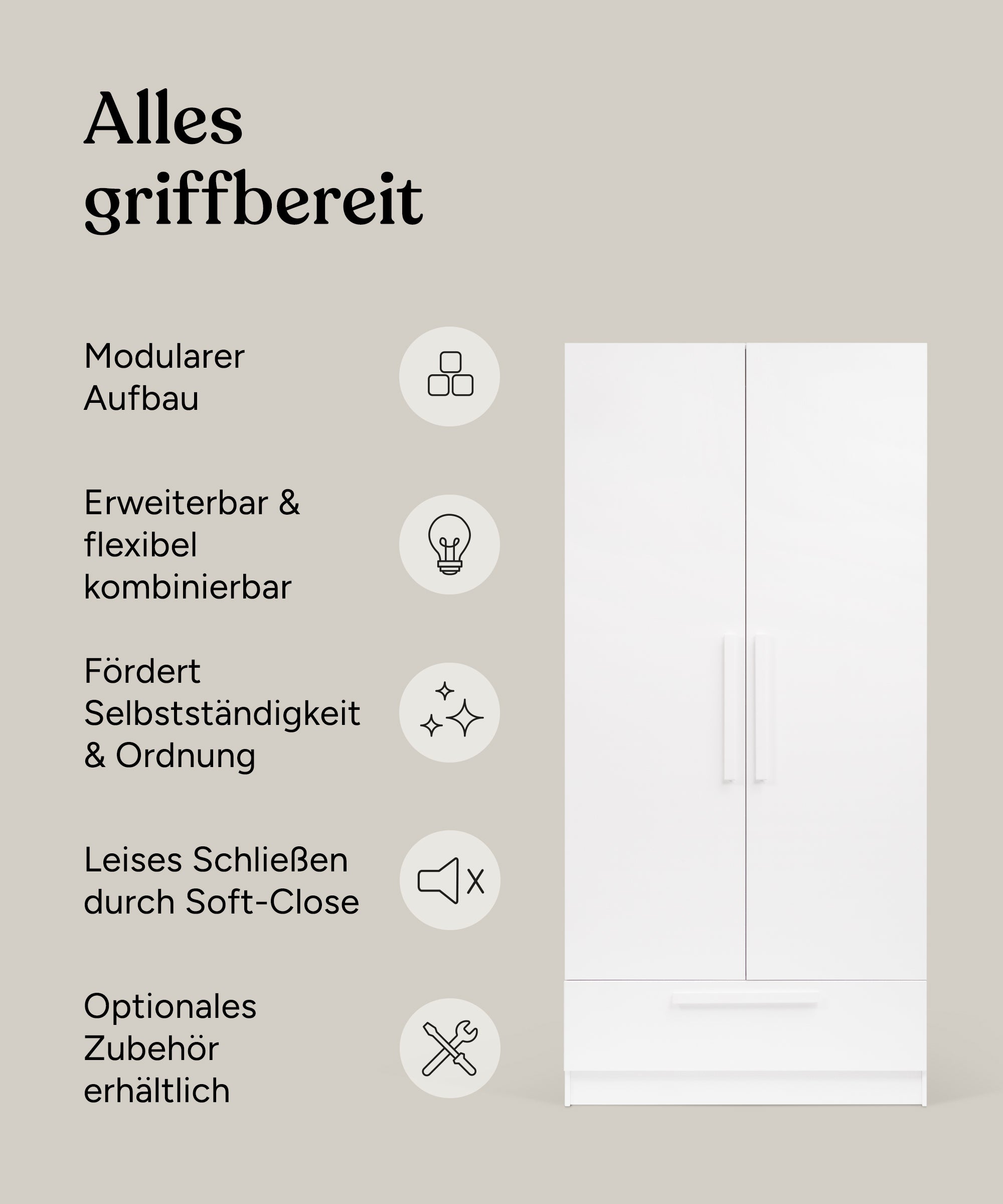 ehrenkind-kleiderschrank-linia-mit-schublade-kiefer-wei-100-cm image 4