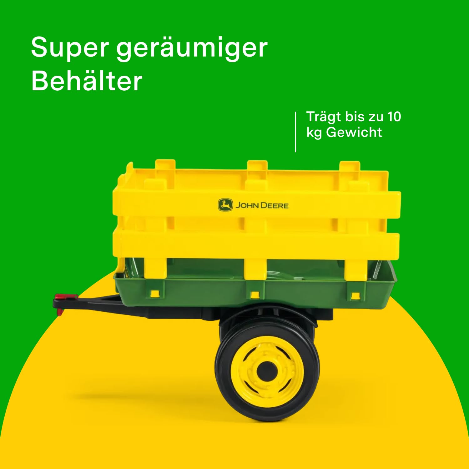 peg-perego-john-deere-kinderanh-nger-mit-pfahl-gr-n-und-gelb-f-r-elektro-traktor image 5