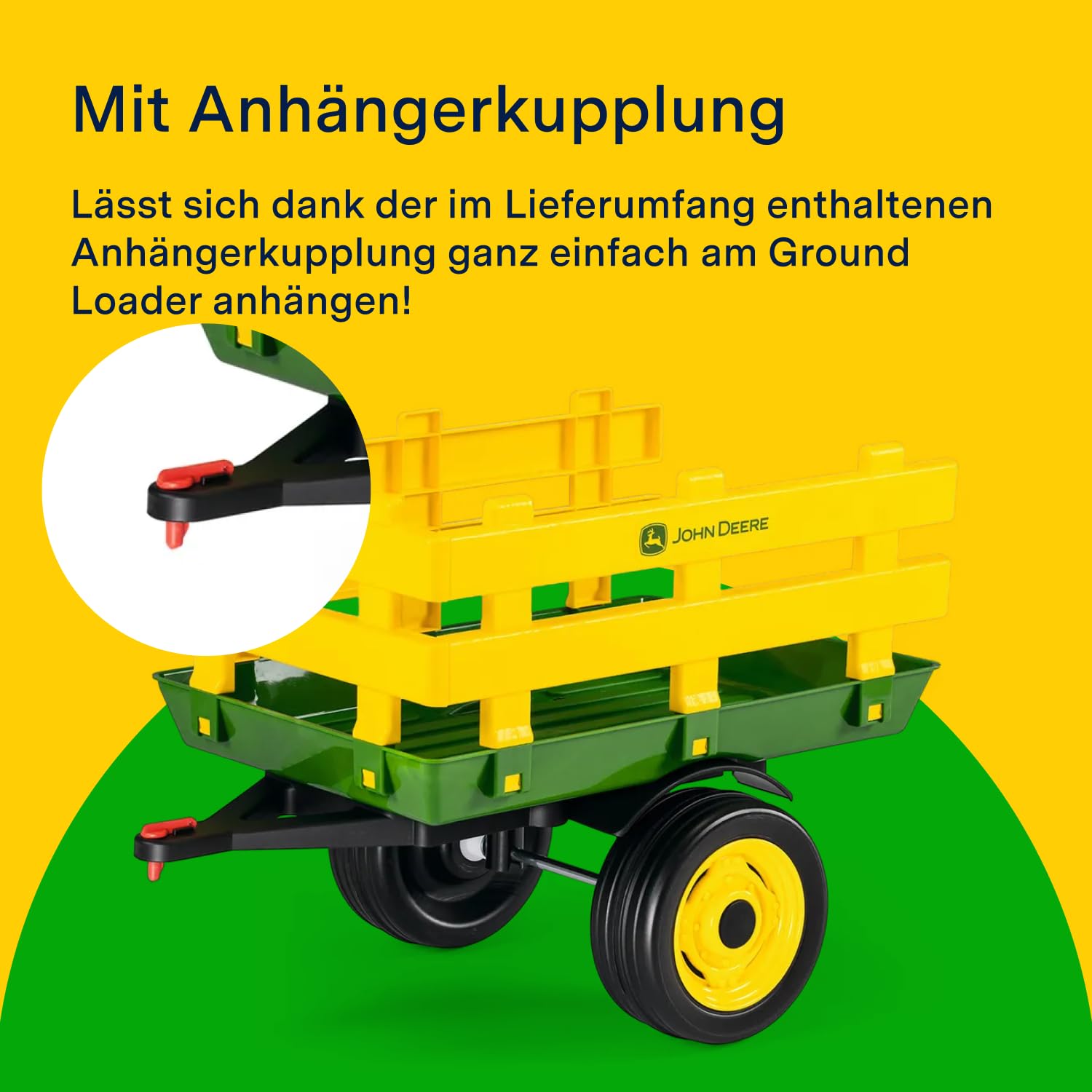 peg-perego-john-deere-kinderanh-nger-mit-pfahl-gr-n-und-gelb-f-r-elektro-traktor image 3