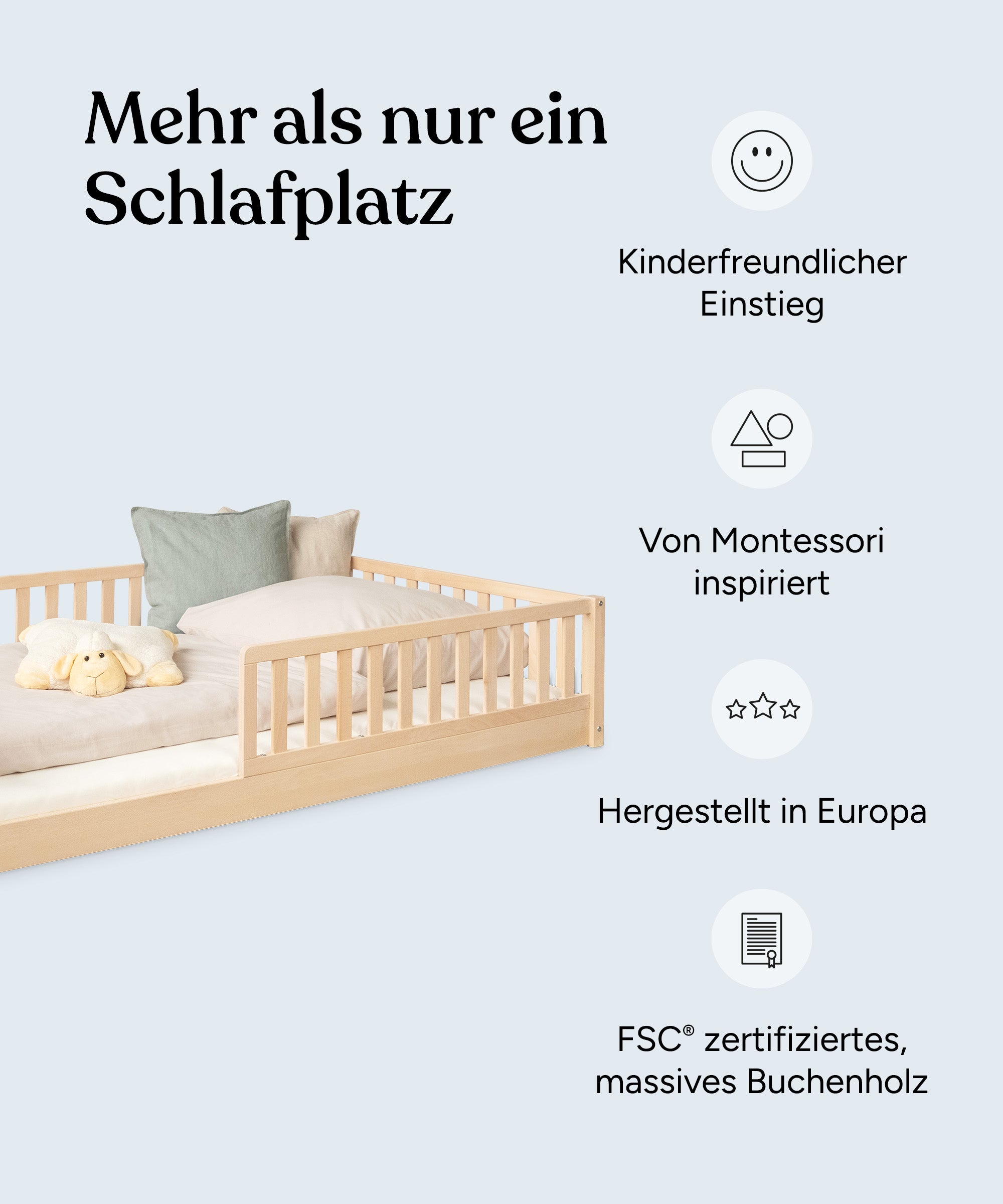 ehrenkind-bodenbett-livo-buche-natur-montessori-inspiriertes-kinderbett-mit-roll image 2