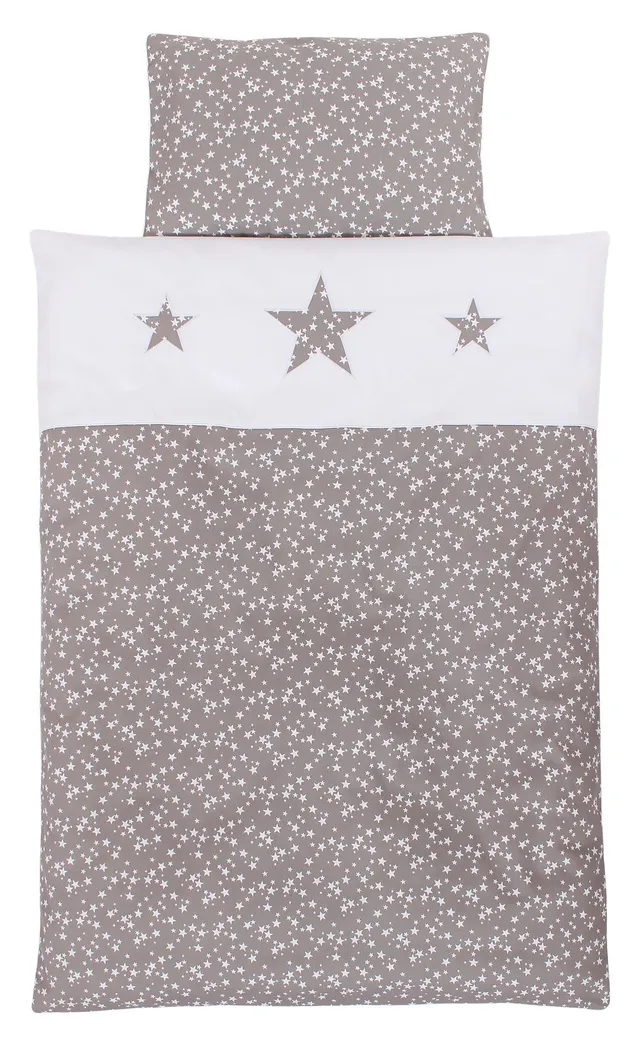 babybay-kinderbettw-sche-piqu-taupe-sterne-2-teiliges-set-100x135-cm-40x60-cm-mi image 1