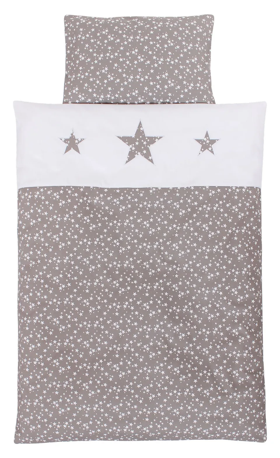 babybay-kinderbettw-sche-piqu-taupe-sterne-2-teiliges-set-100x135-cm-40x60-cm-mi image 1
