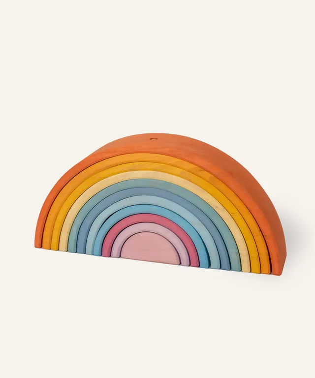 ehrenkind-regenbogen-aus-erlenholz-montessori-stapelspielzeug-11-b-gen-handgefer image 1