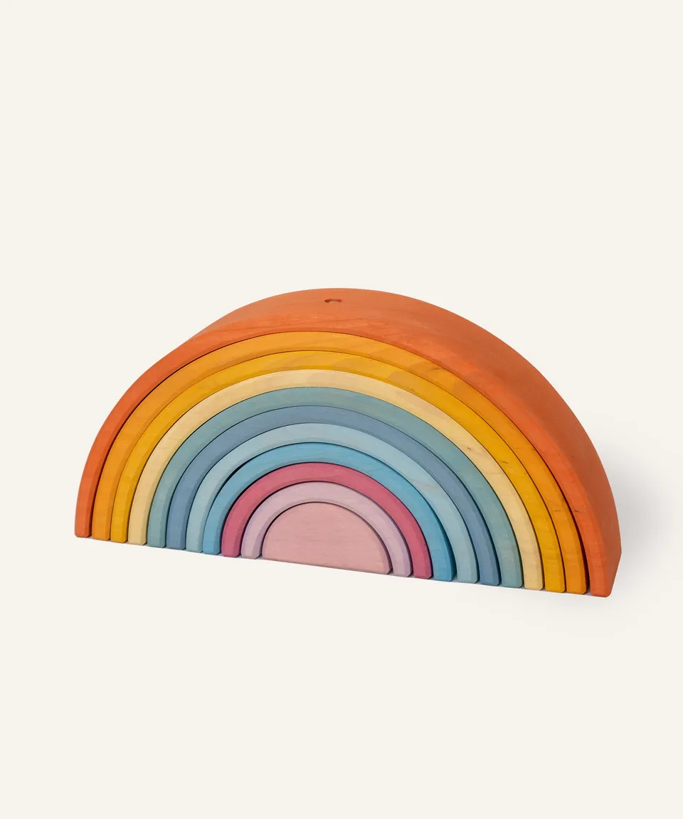 ehrenkind-regenbogen-aus-erlenholz-montessori-stapelspielzeug-11-b-gen-handgefer image 1