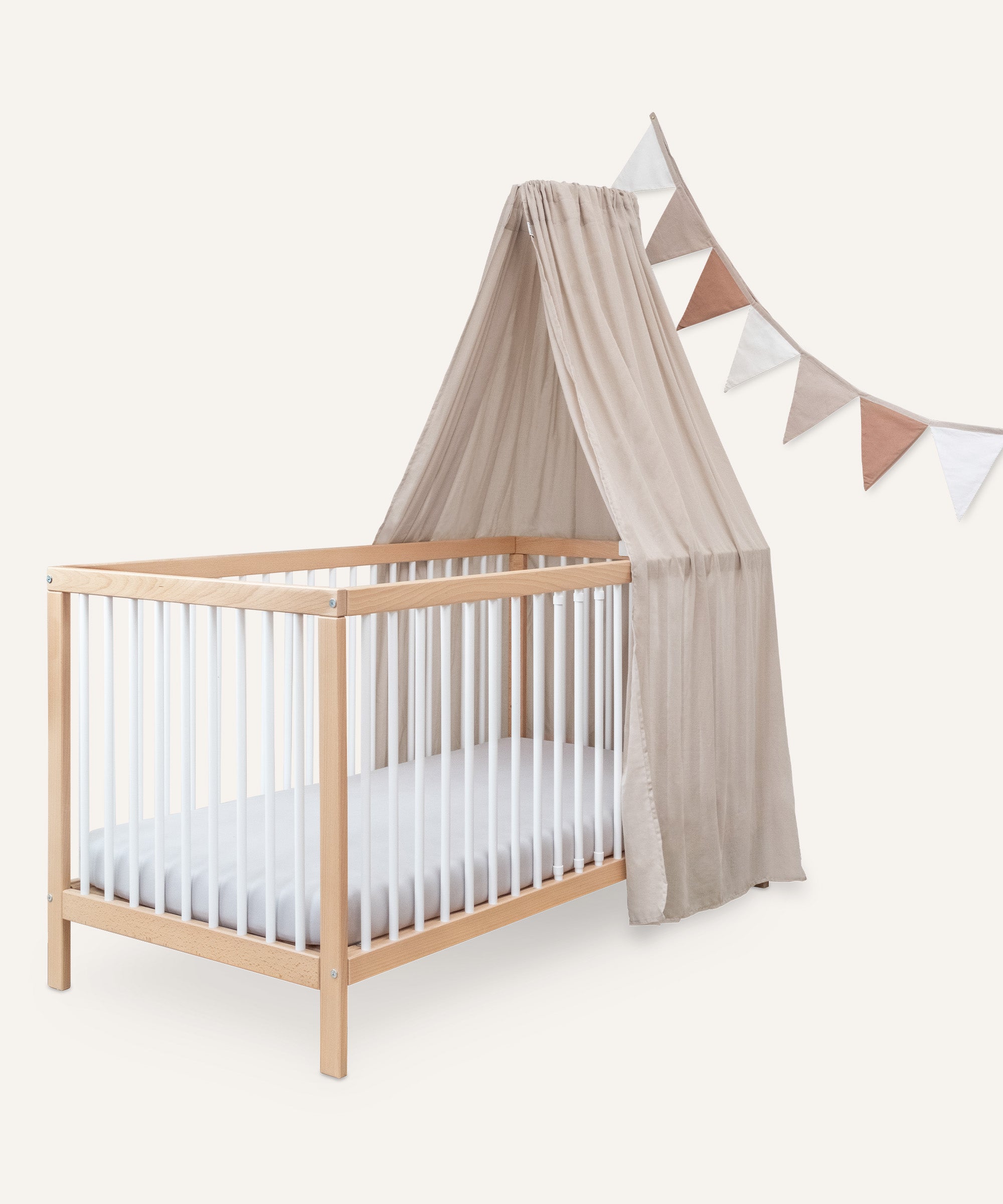 ehrenkind-baldachin-set-f-r-babybett-inkl-wimpelkette-luftdurchl-ssig-waschbar image 1