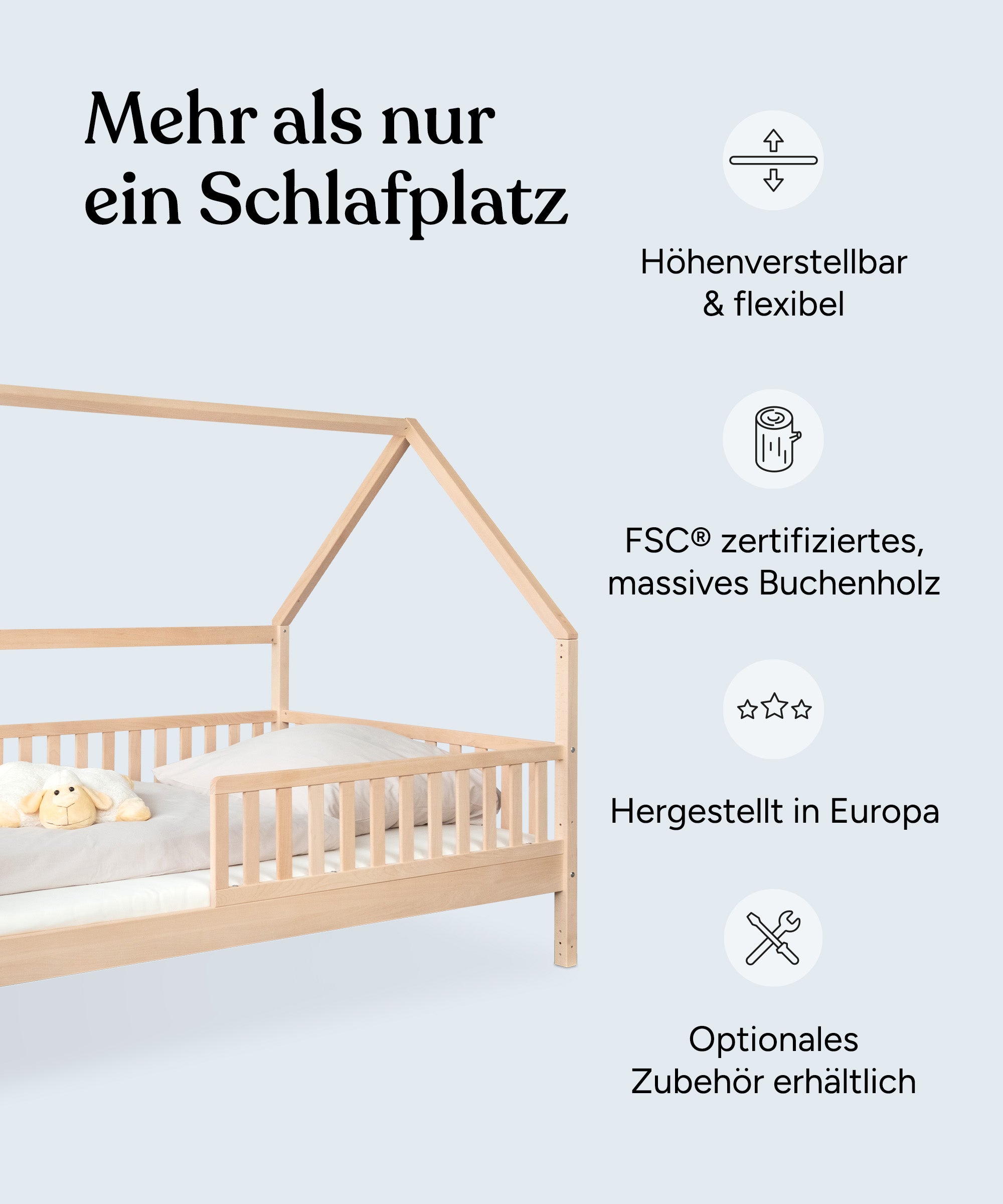 ehrenkind-hausbett-livo-buche-natur-90-200-cm-2-in-1 image 2