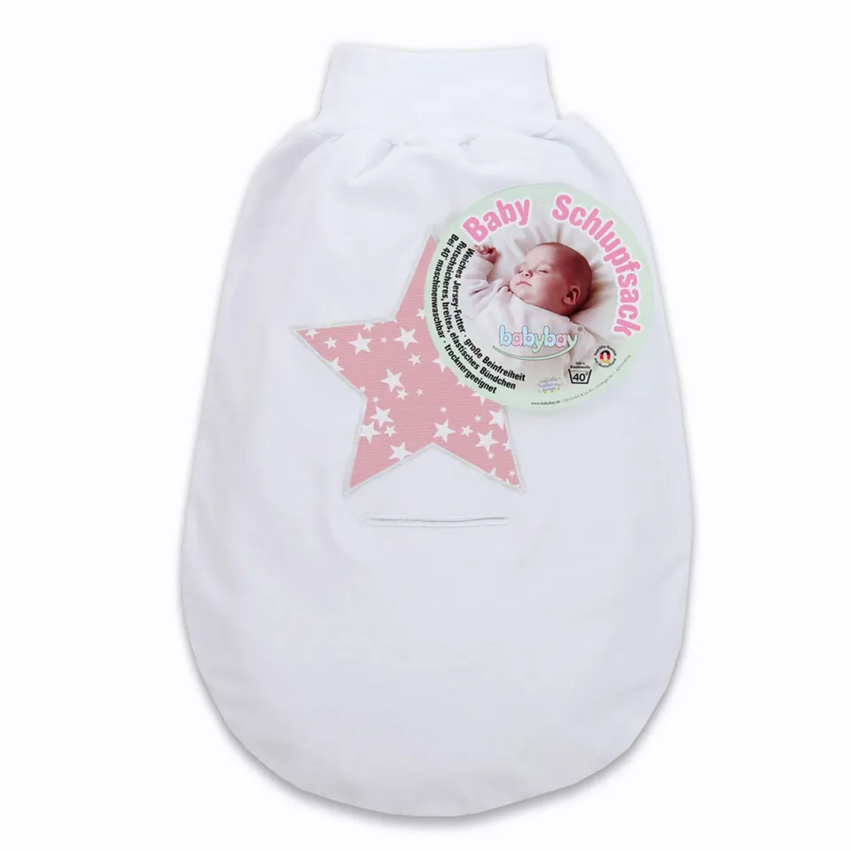 babybay-schlupfsack-organic-cotton-mit-gurtschlitz-wei-applikation-stern-beere-s image 1