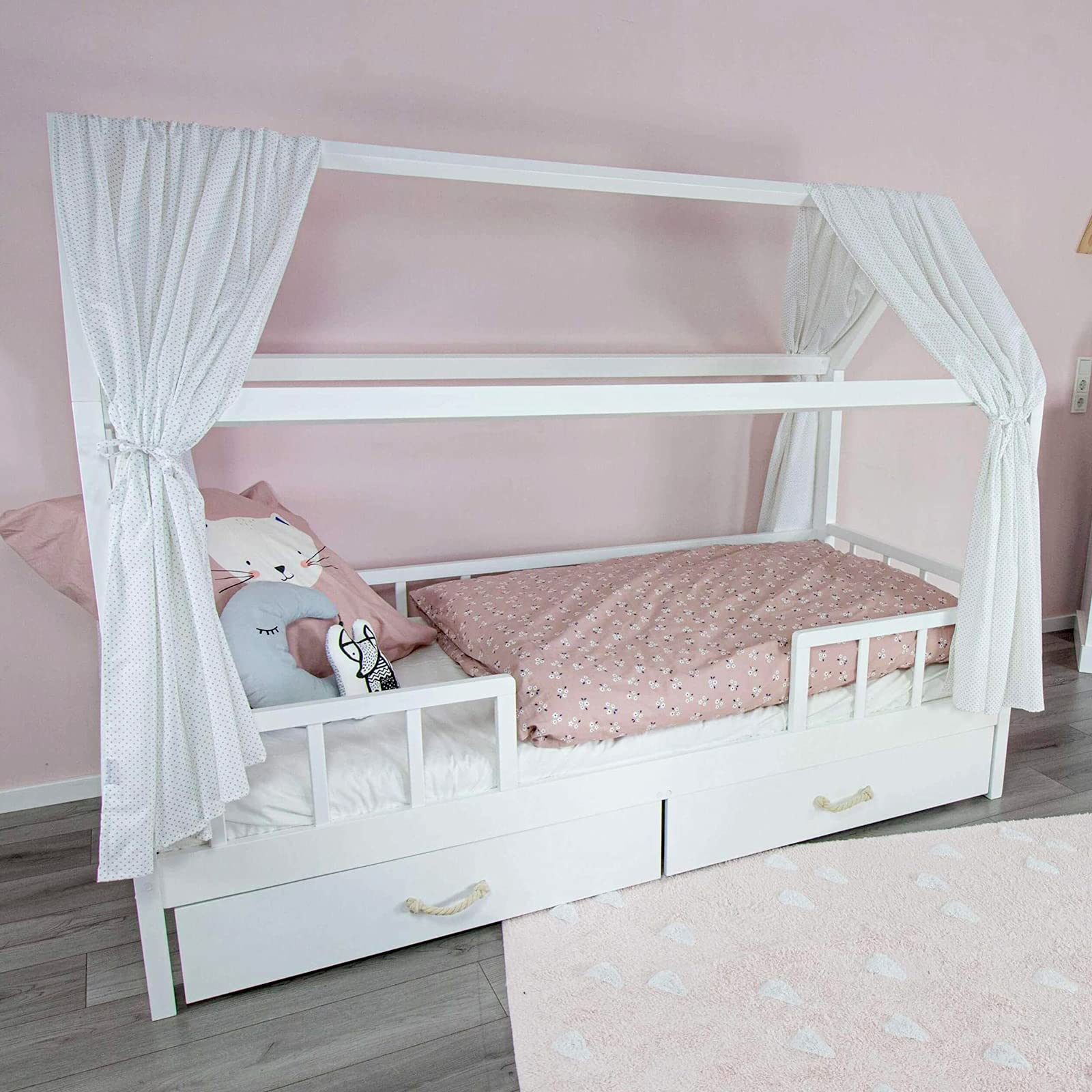 puckdaddy-hausbett-vorhang-freya-wei-sterne-design-2-teilig-100-baumwolle image 8