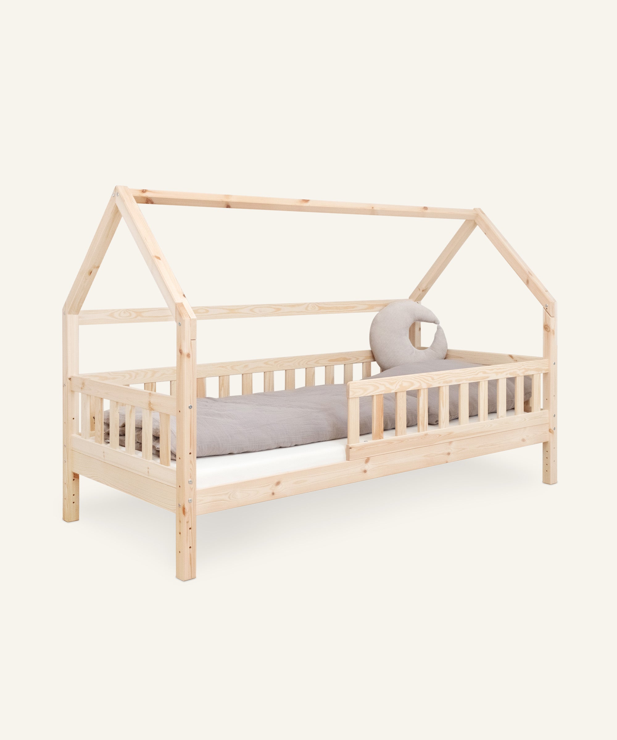 ehrenkind-hausbett-lille-kiefer-natur-2-in-1-bodenbett-kinderbett image 1