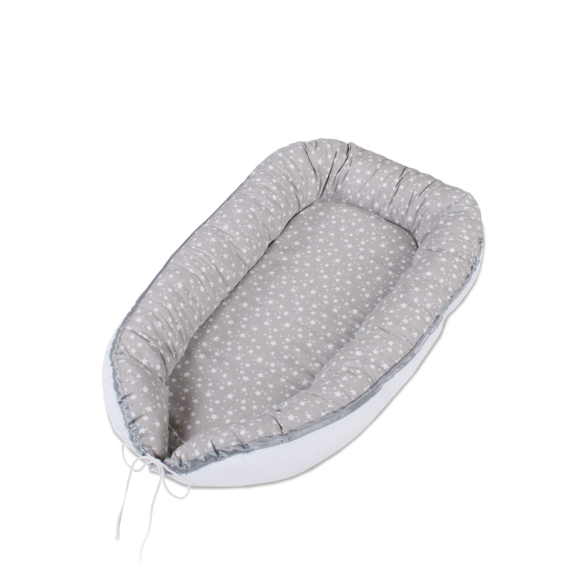 babybay-kuschelnest-perlgrau-sterne-wei-gr-e-einstellbar-f-r-babybay-kinderwagen image 2