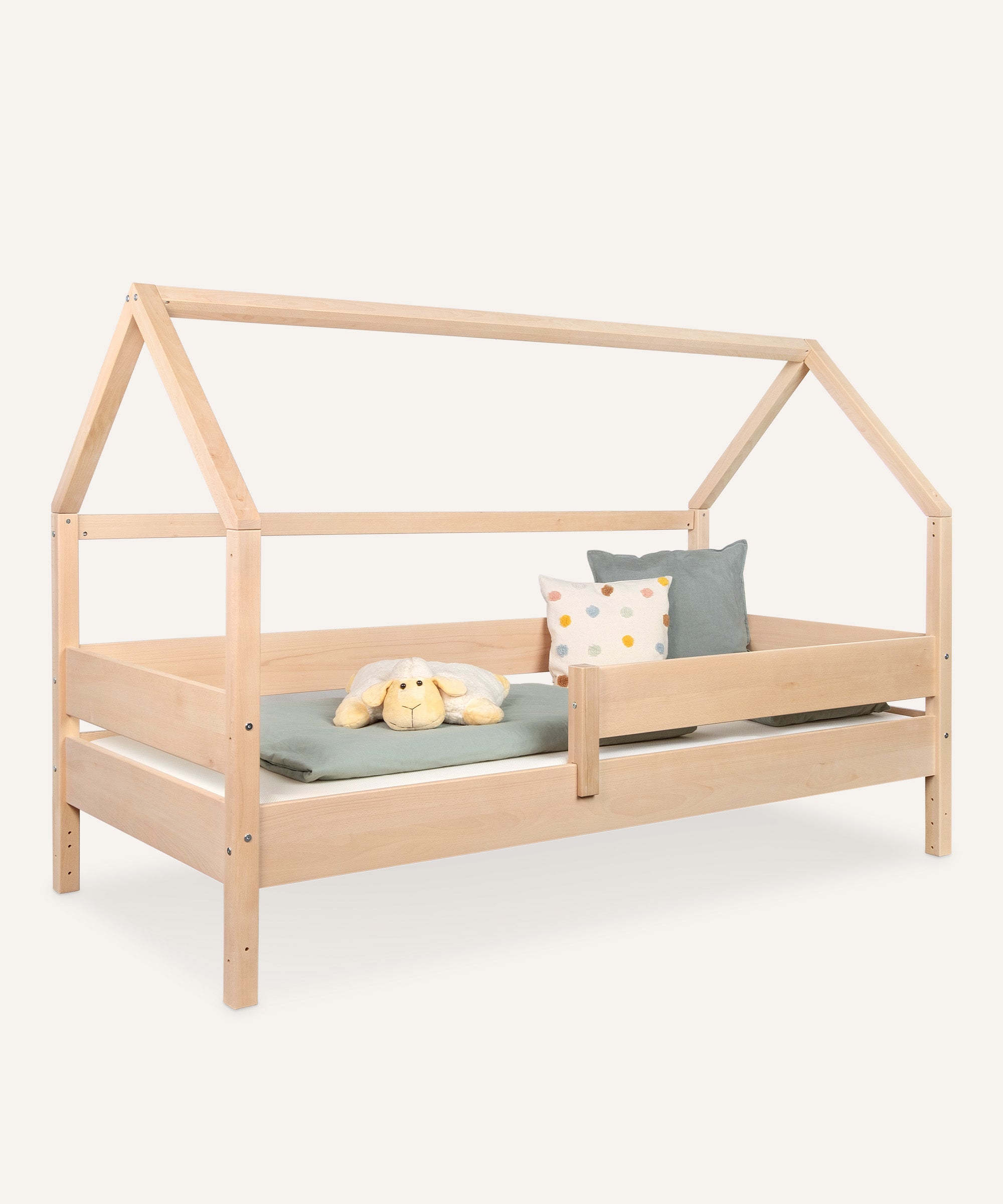 ehrenkind-hausbett-nova-2-in-1-montessori-bett-buche-natur-90x200-cm-optional-mi image 1