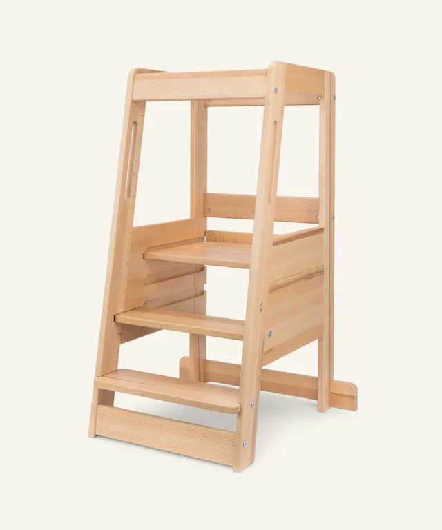 ehrenkind-lernturm-aus-buche-h-henverstellbarer-kinderlernturm-f-r-k-che-und-bad image 1