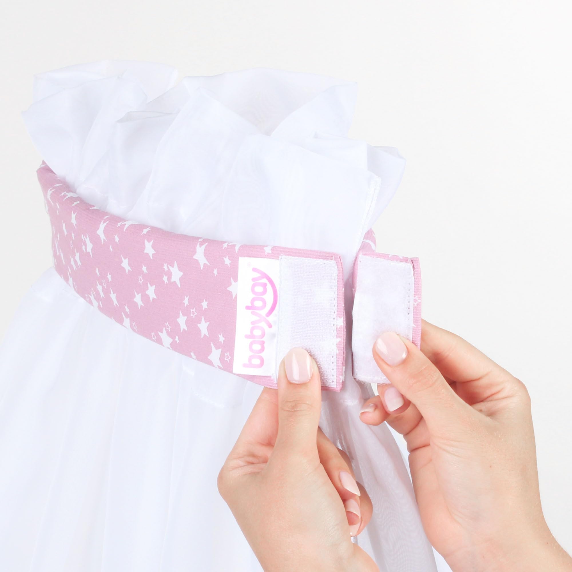 babybay-moskitoschutz-und-himmel-piqu-mit-band-beere-sterne-wei-passend-f-r-alle image 4