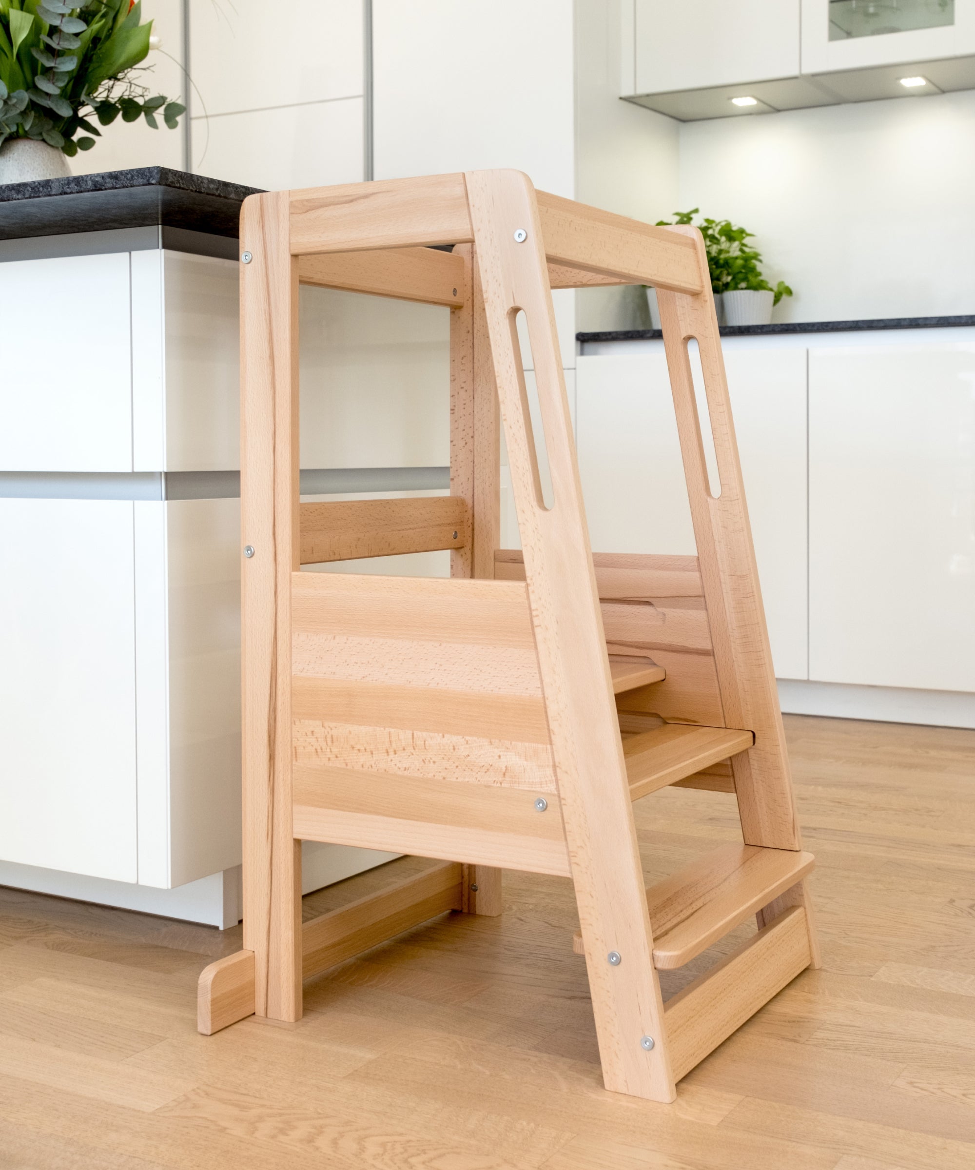 ehrenkind-lernturm-b-ware-aus-buche-klarlack-h-henverstellbarer-kinderlernturm image 2
