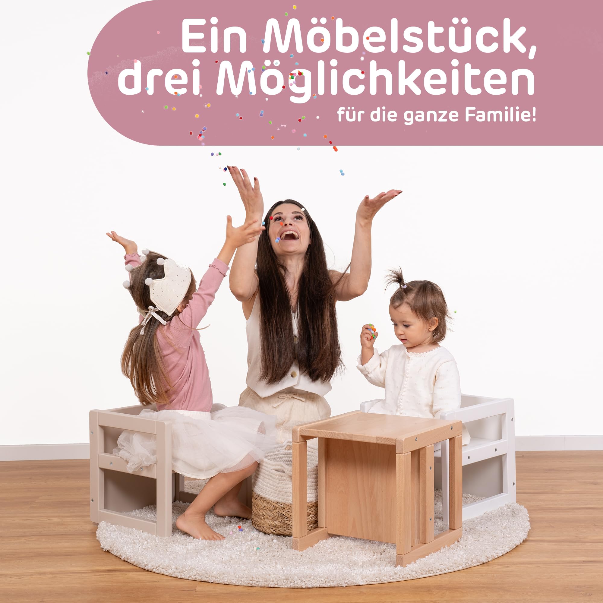 babybay-sitzhocker-littlefoot-3-in-1-kinderstuhl-tisch-aus-massivbuche-3-sitzh-h image 2