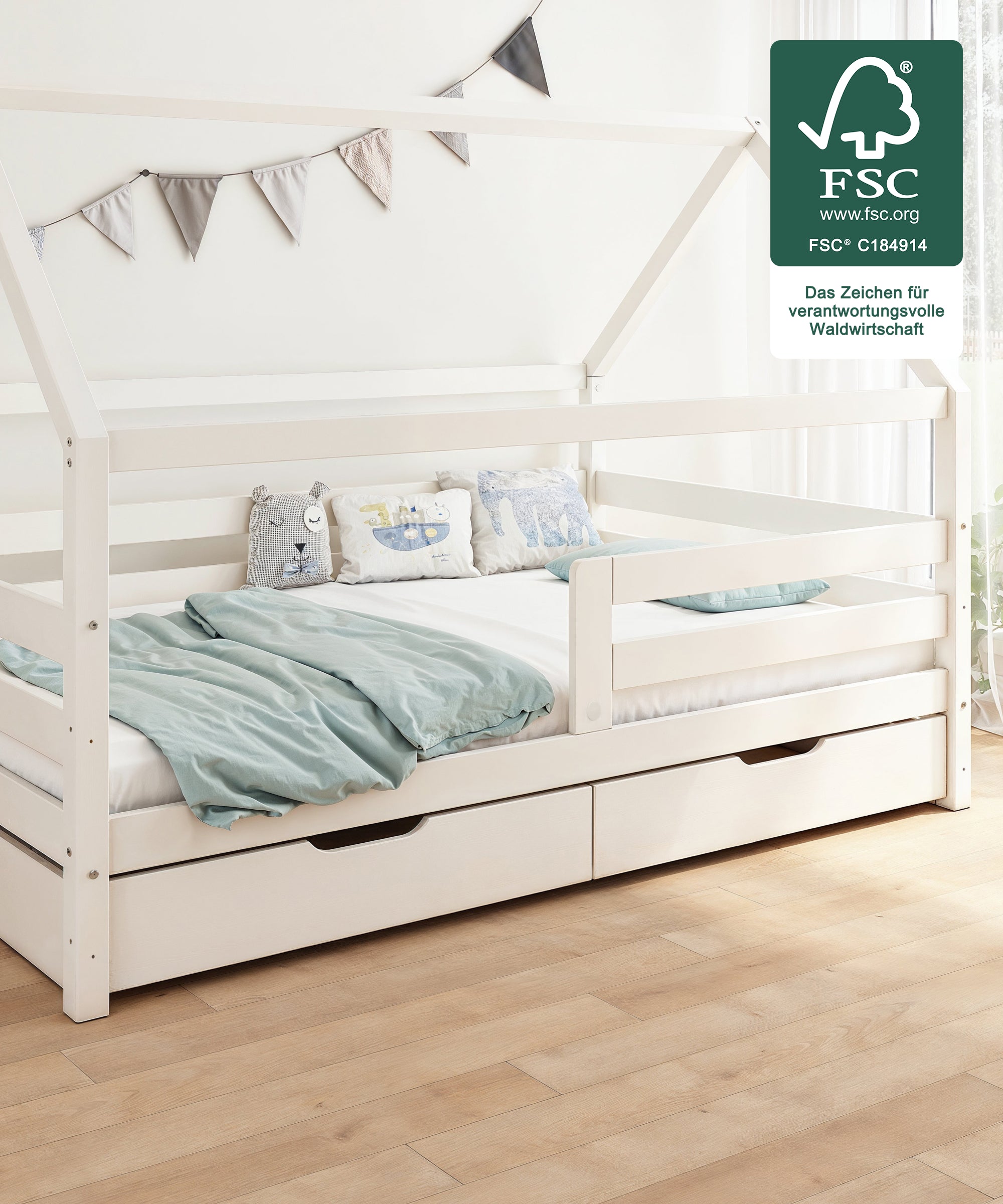 ehrenkind-hausbett-sona-kiefer-wei-h-henverstellbar-2-in-1 image 4