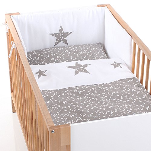 babybay-kinderbettw-sche-piqu-taupe-sterne-2-teiliges-set-100x135-cm-40x60-cm-mi image 7