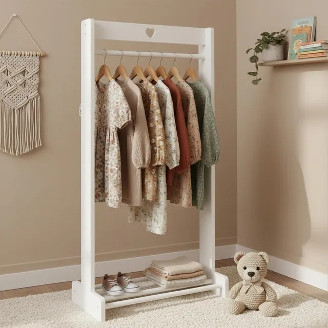 puckdaddy-montessori-kindergarderobe-svetje-wei-mit-ablage-und-stange image 1