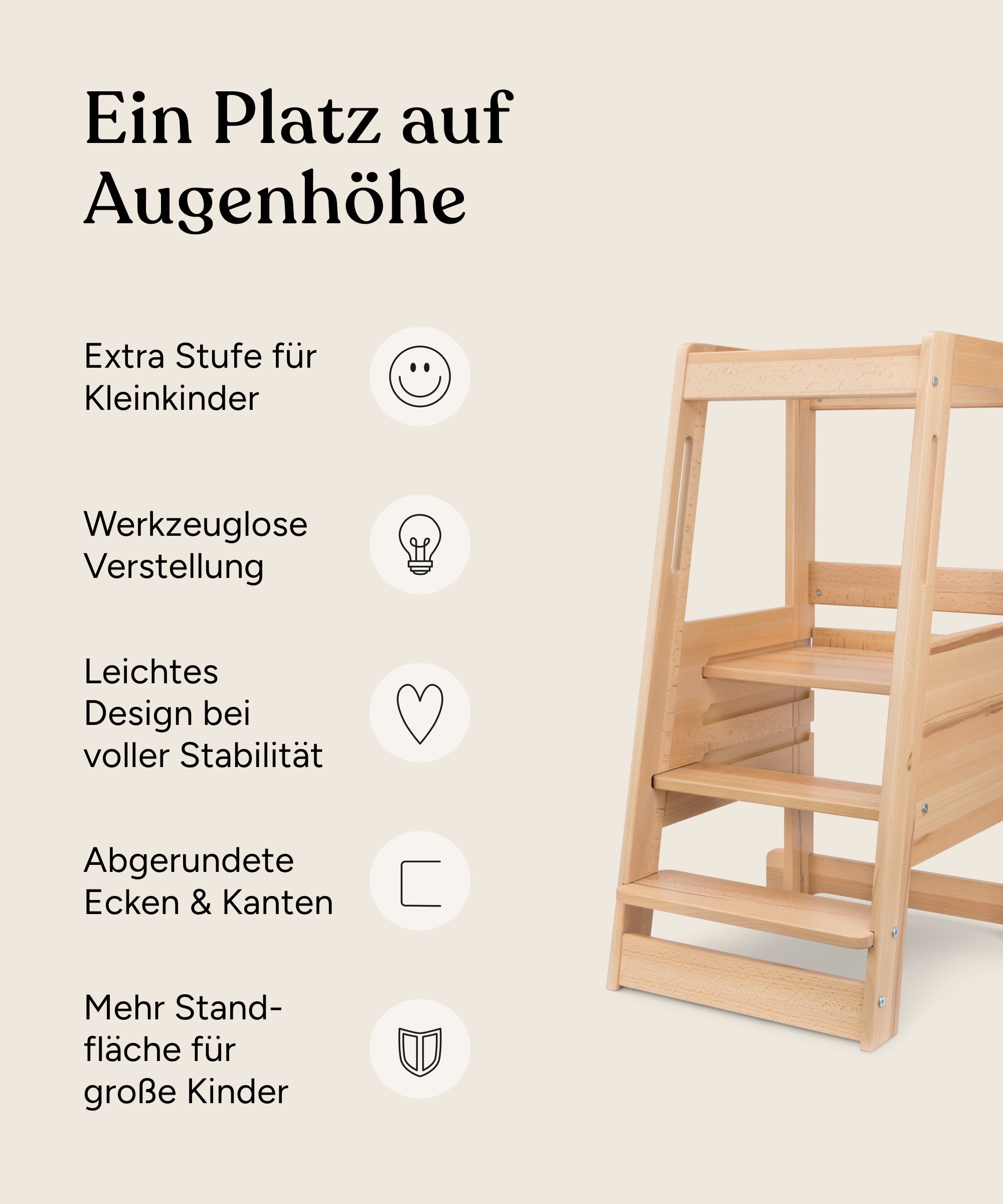 ehrenkind-lernturm-b-ware-aus-buche-klarlack-h-henverstellbarer-kinderlernturm image 3
