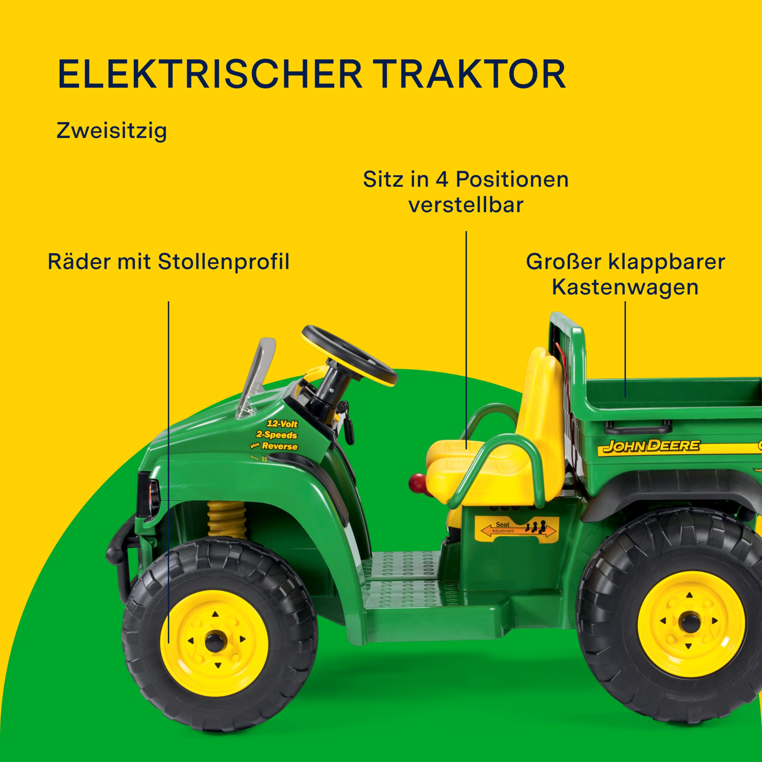 peg-perego-john-deere-gator-kinderfahrzeug-mit-12v-akku-f-r-2-kinder-gr-n-gelb image 4