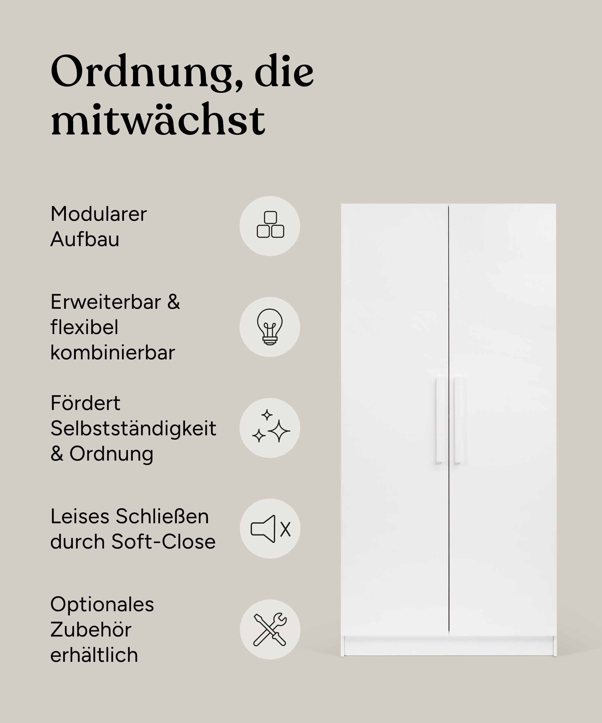 ehrenkind-linia-kleiderschrank-100-cm-breit-kiefer-wei-lackiert-2-t-ren-mit-klei image 4