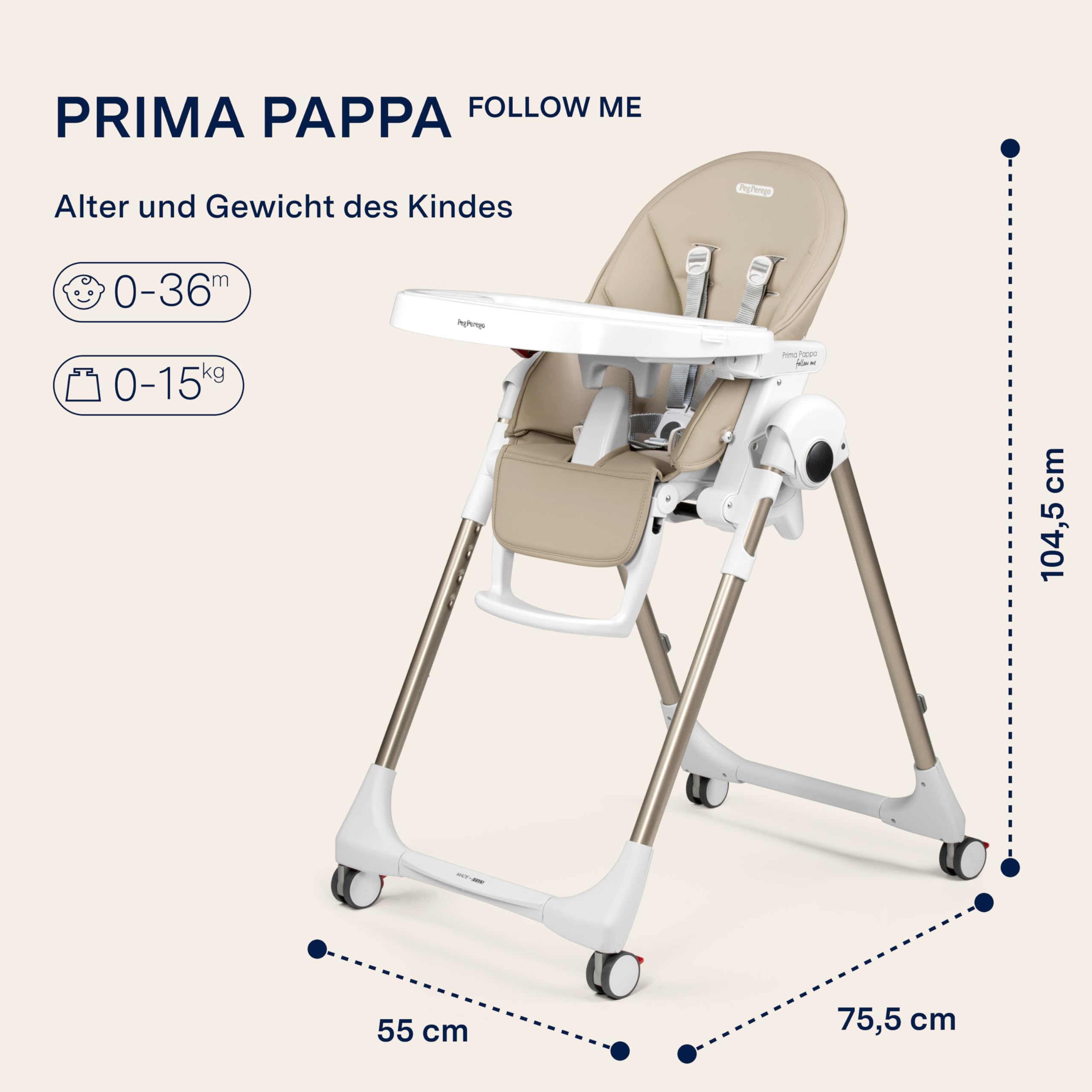 peg-perego-prima-pappa-follow-me-hochstuhl-neigbar-faltbar-mit-4-r-dern-f-r-0-3- image 2