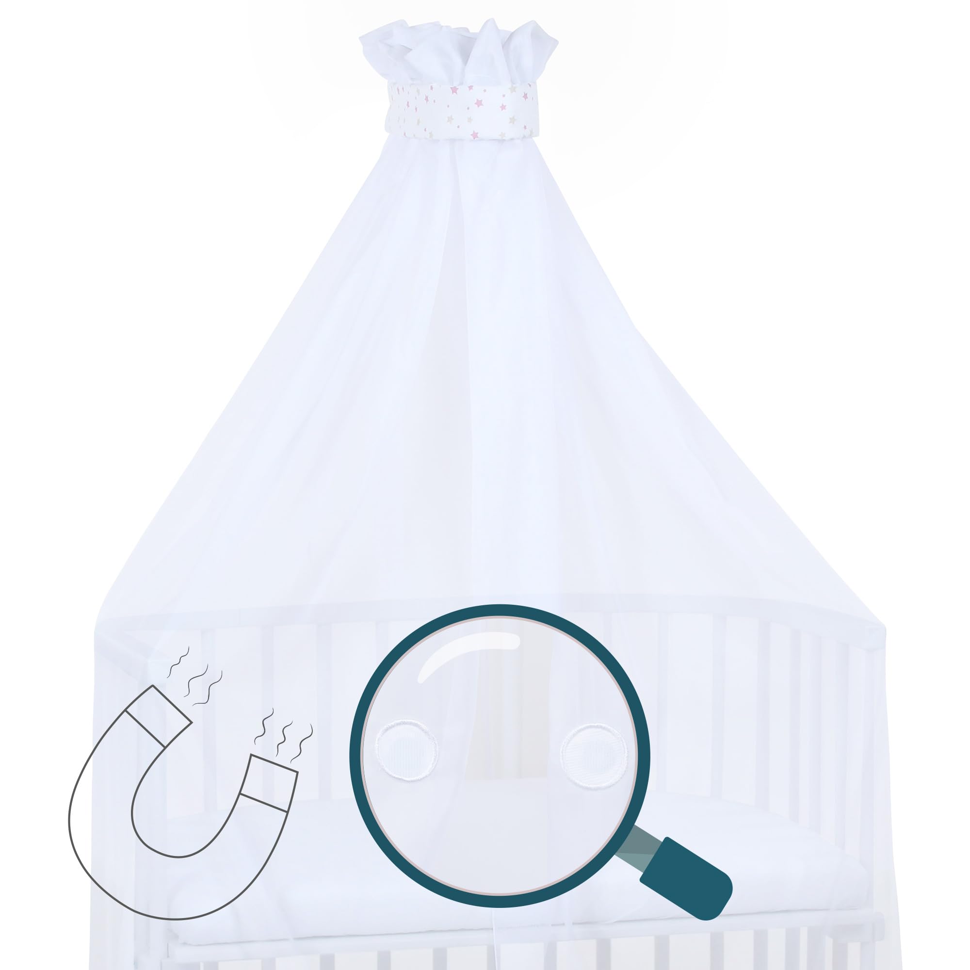 babybay-moskitoschutz-und-himmel-piqu-mit-band-wei-sternemix-sand-beere-passend- image 5