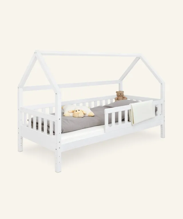 ehrenkind-hausbett-lille-kiefer-wei-2-in-1-kinder-und-bodenbett image 1