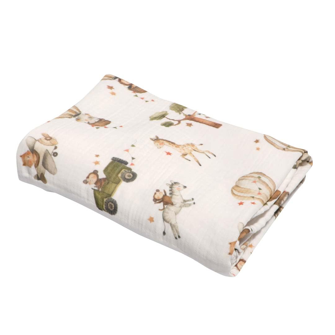 puckdaddy-babydecke-alva-musselin-safari-design-100x120-cm image 1