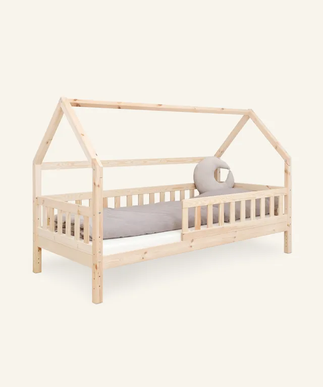 ehrenkind-hausbett-lille-kiefer-natur-2-in-1-bodenbett-kinderbett image 1