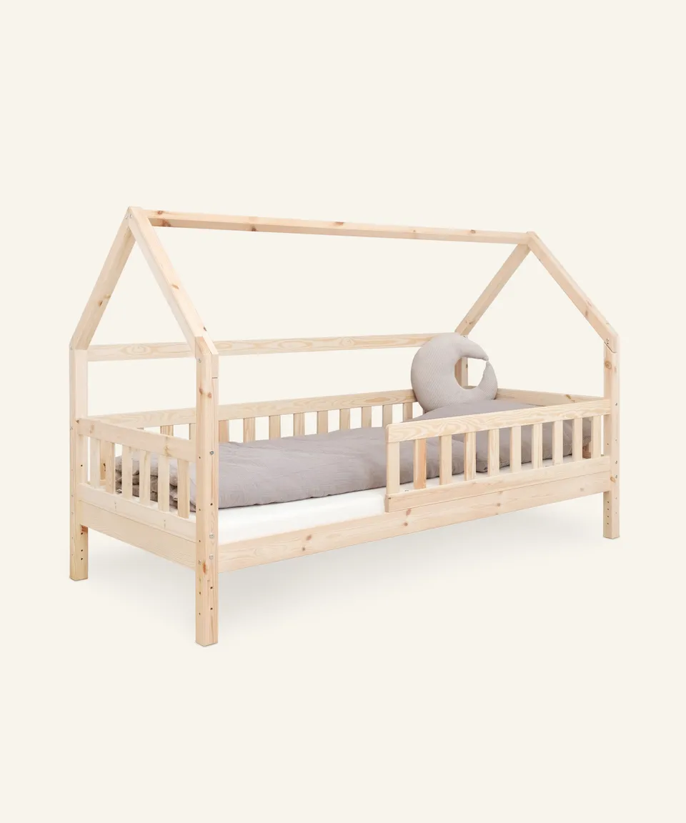 ehrenkind-hausbett-lille-kiefer-natur-2-in-1-bodenbett-kinderbett image 1